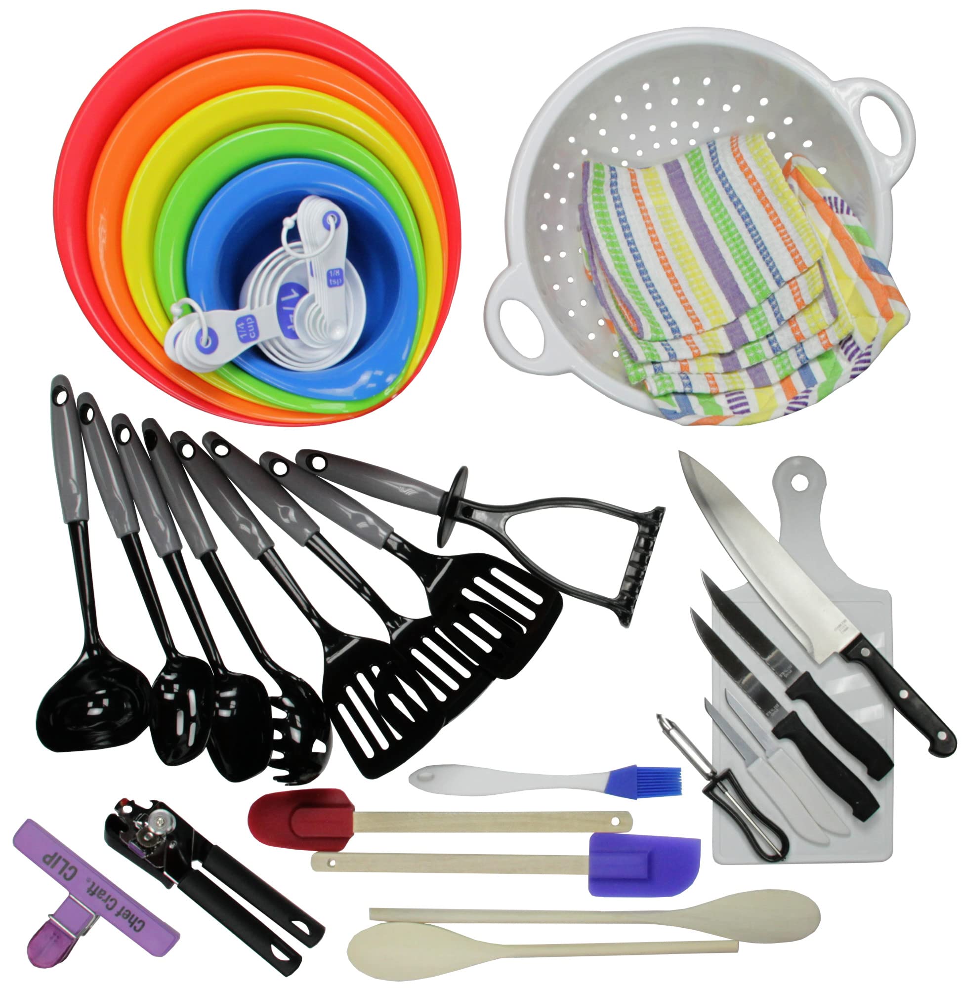 Chef Craft Basic Kitchen Tool/Gadget Starter, 41 Piece Set, Multicolor