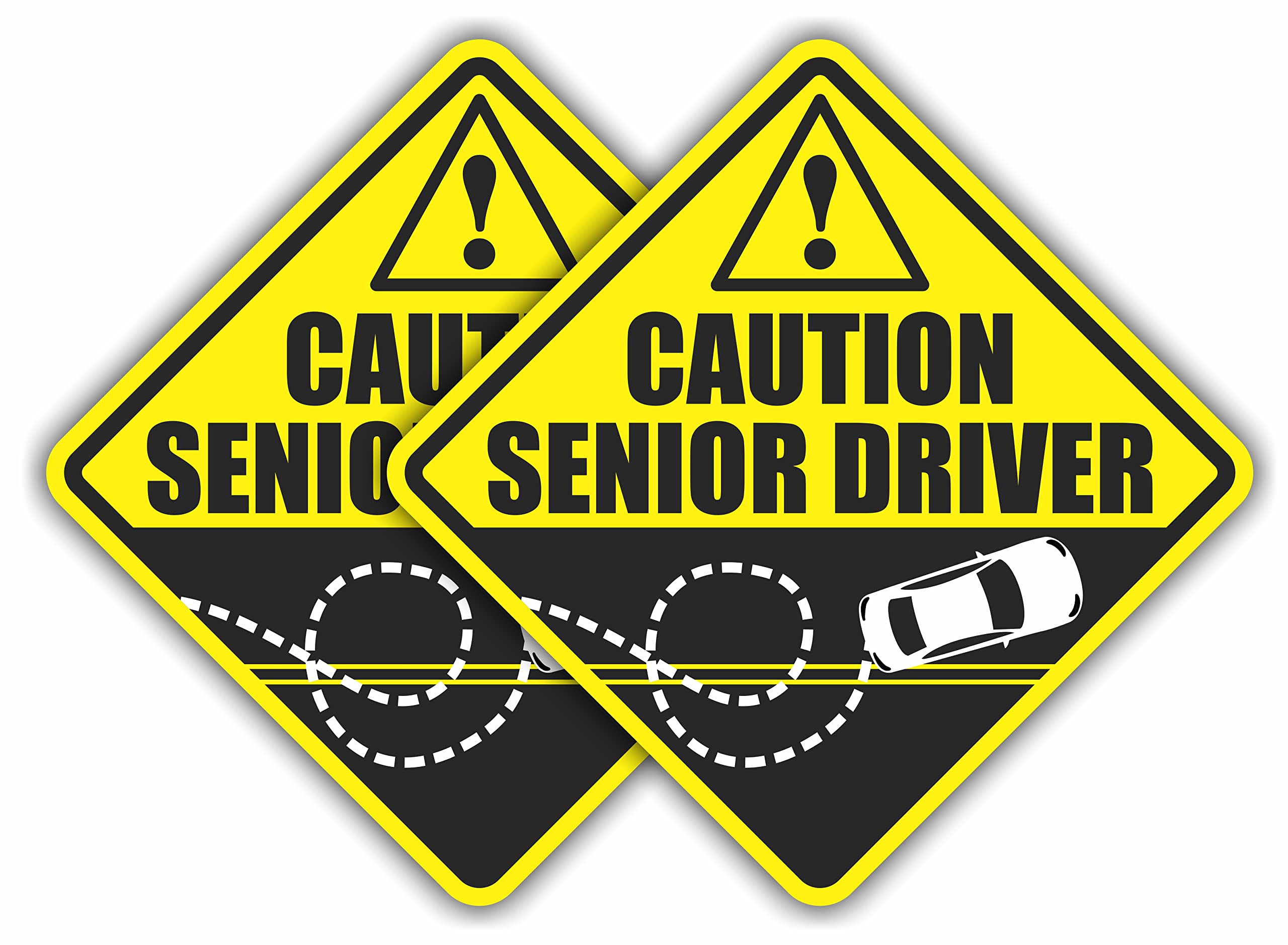 2 Funny Prank Caution Senior Driver Car Magnet Sign Gag Gifts for Elderly Women, Men, New Drivers & Student Drivers, Great Joke Gift for Over 40 & 50 Year Old People & Other UFO Driving Life Forms