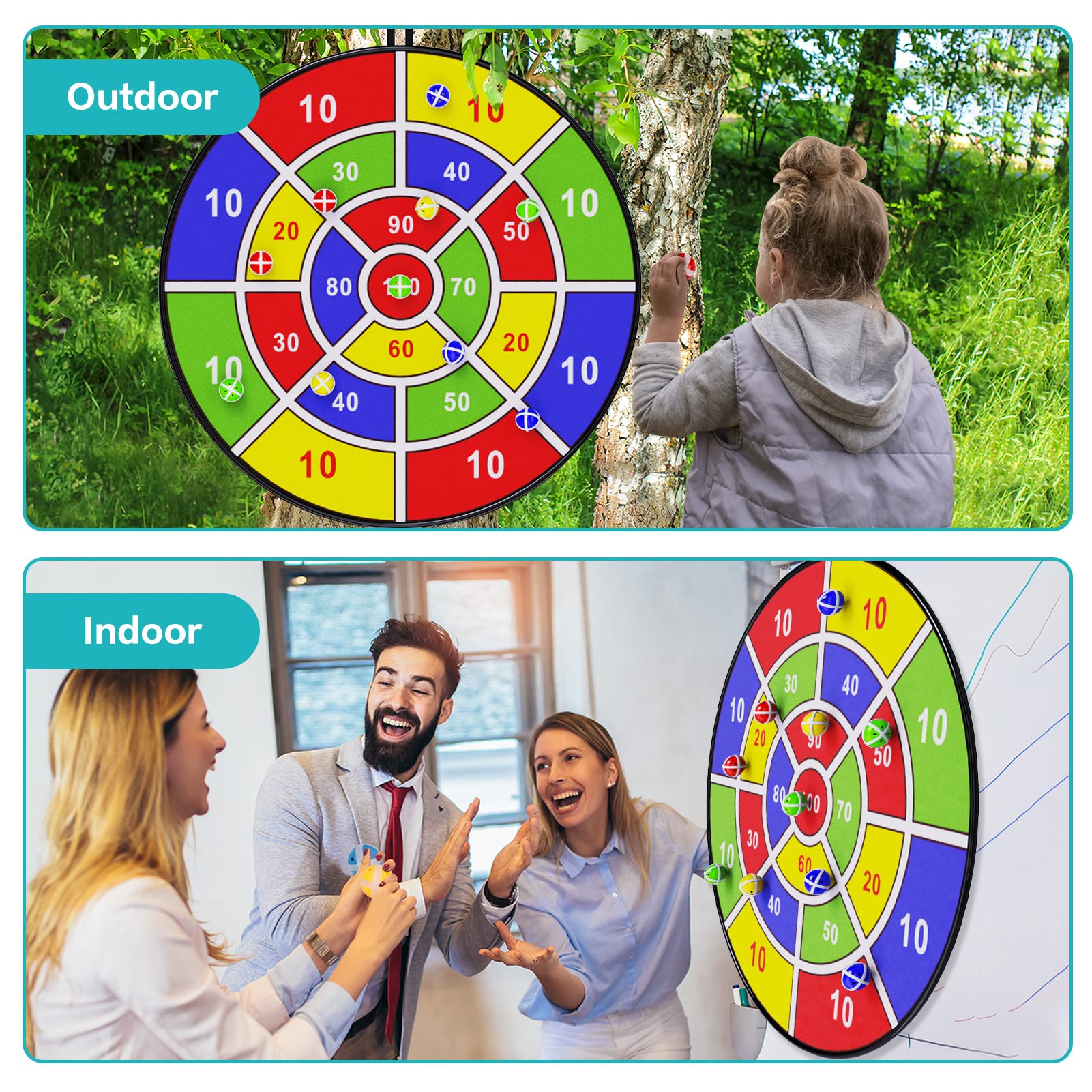 29" Large Dart Board for Kids, BooTaa Kids Dart Board with 12 Sticky Balls, Boys Toys, Indoor/Sport Outdoor Fun Party Play Game Toys, Birthday Gifts for 3 4 5 6 7 8 9 10 11 12 Year Old Boys Girls