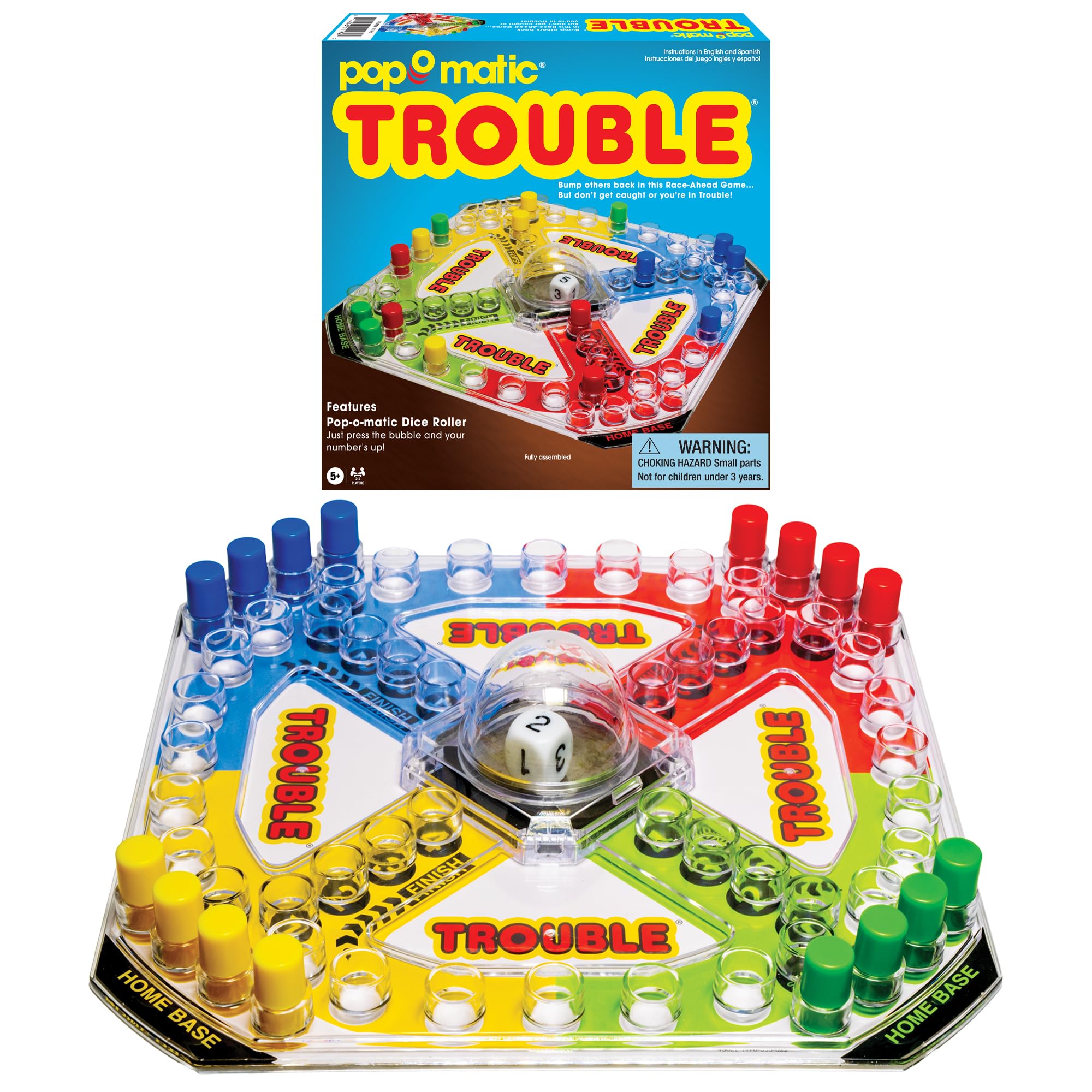 Winning Moves Classic Trouble with Retro Artwork and Pop-o-Matic Popper Games USA, Designed for Kids, Ages 5+ Perfect for an Indoor Interactive Activity (1176)