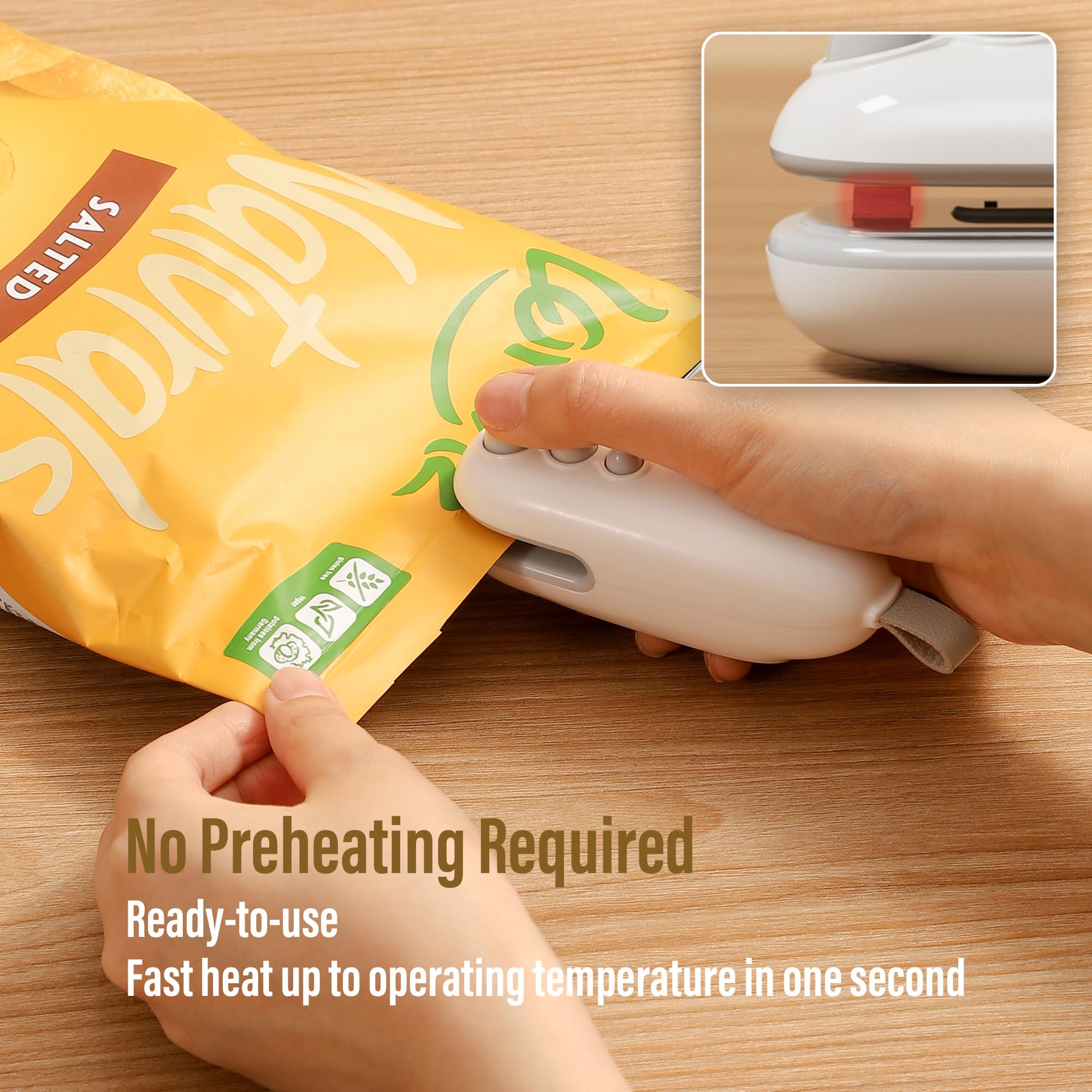 MORNIIE Mini Bag Sealer with Cutter, Rechargeable, Handheld Heat Sealer Machine with Magnetic, Portable Bag Sealer Heat Seal for Keep Food Fresh and Snacks Crispy. Blue