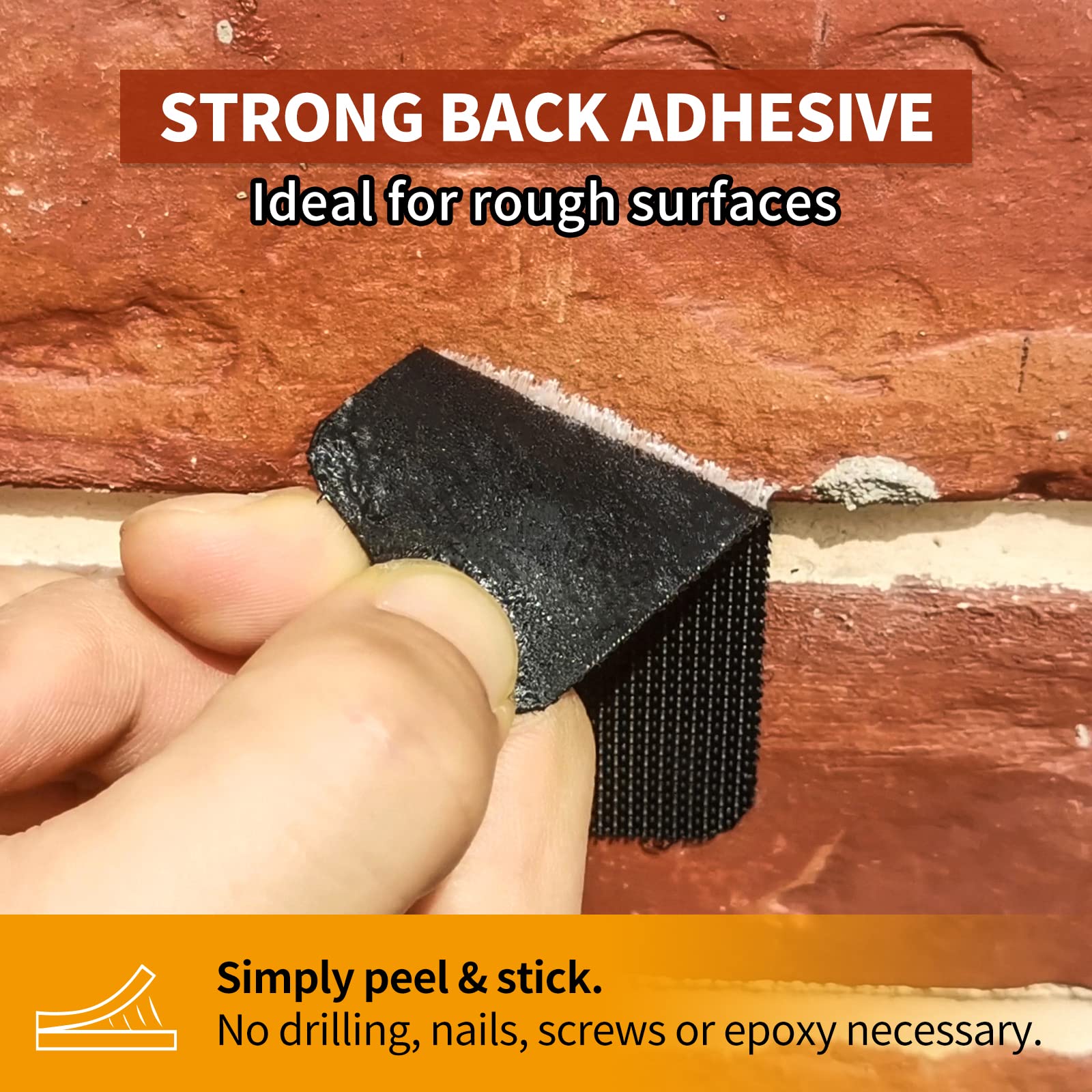 PHIXBEAR 30 Sets Industrial Heavy Duty Hook and Loop Strips with Adhesive, Strong Back Adhesive Double Sided Hook Loop Tape, Black Sticky Fasten for Rough Surfaces,Indoor or Outdoor Use,1.3x3.2 Inch