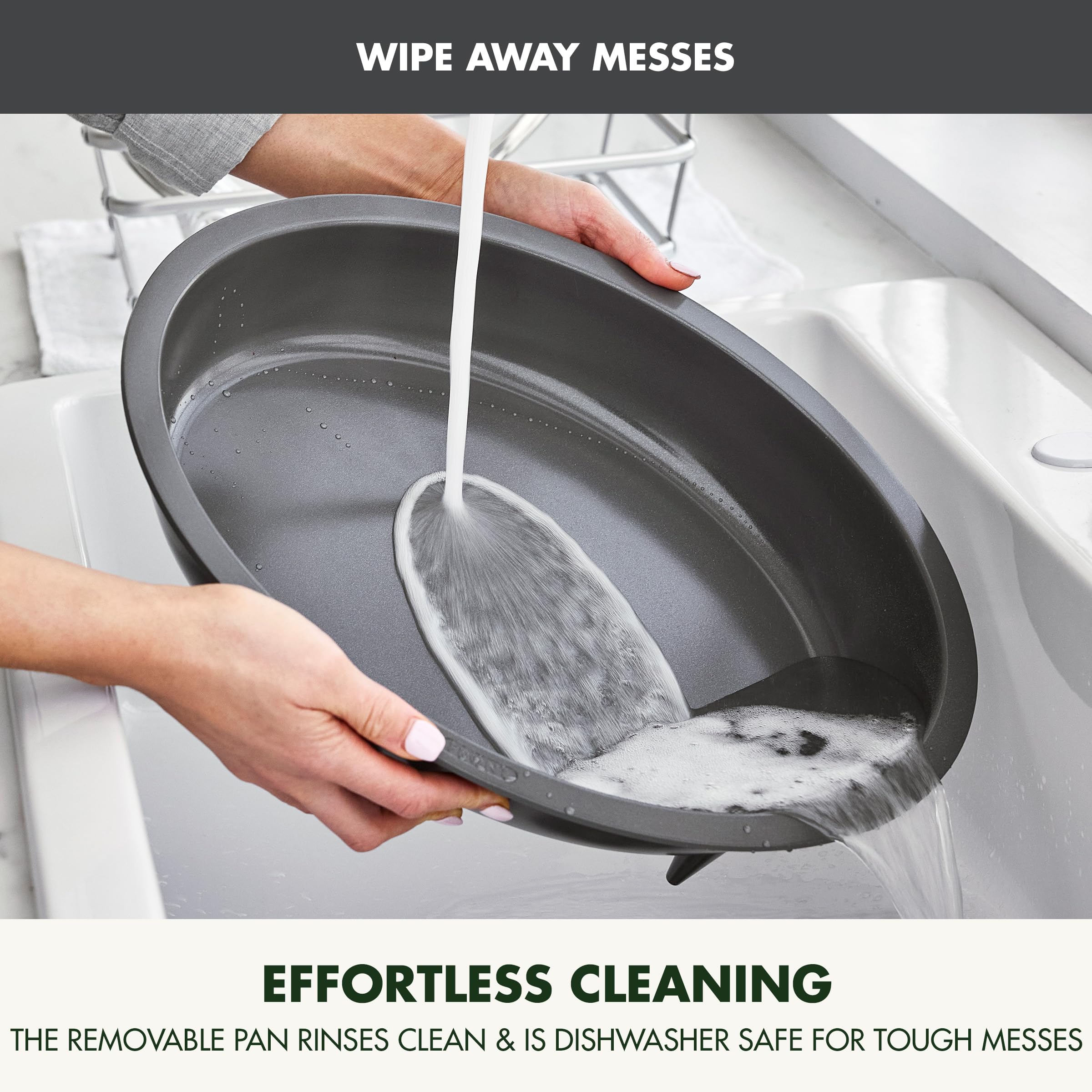 GreenPan Elite 5.5QT Electric Oval Skillet, PFAS-Free Ceramic Nonstick, 1800 Watt, Dishwasher Safe Lid & Removable Crock, Adjustable Temp Control, Multi-Cooker, Sear, Sauté, Rice, Stir-Fry, Black