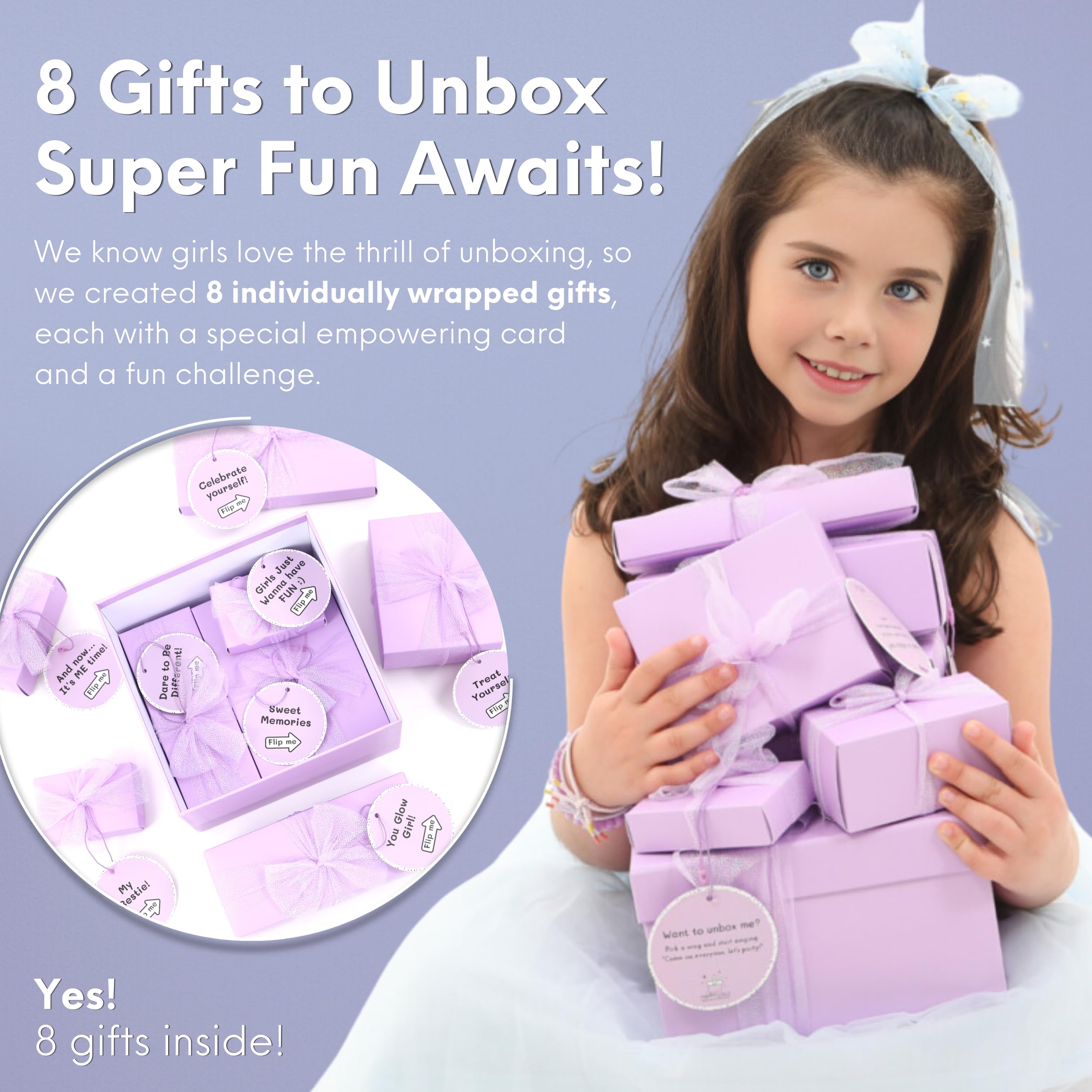 HAPPY LOLLI Gift for Tween & Teen Girls–8 Fun Gifts with Tasks and Empowering Cards-Great for Birthdays & Christmas