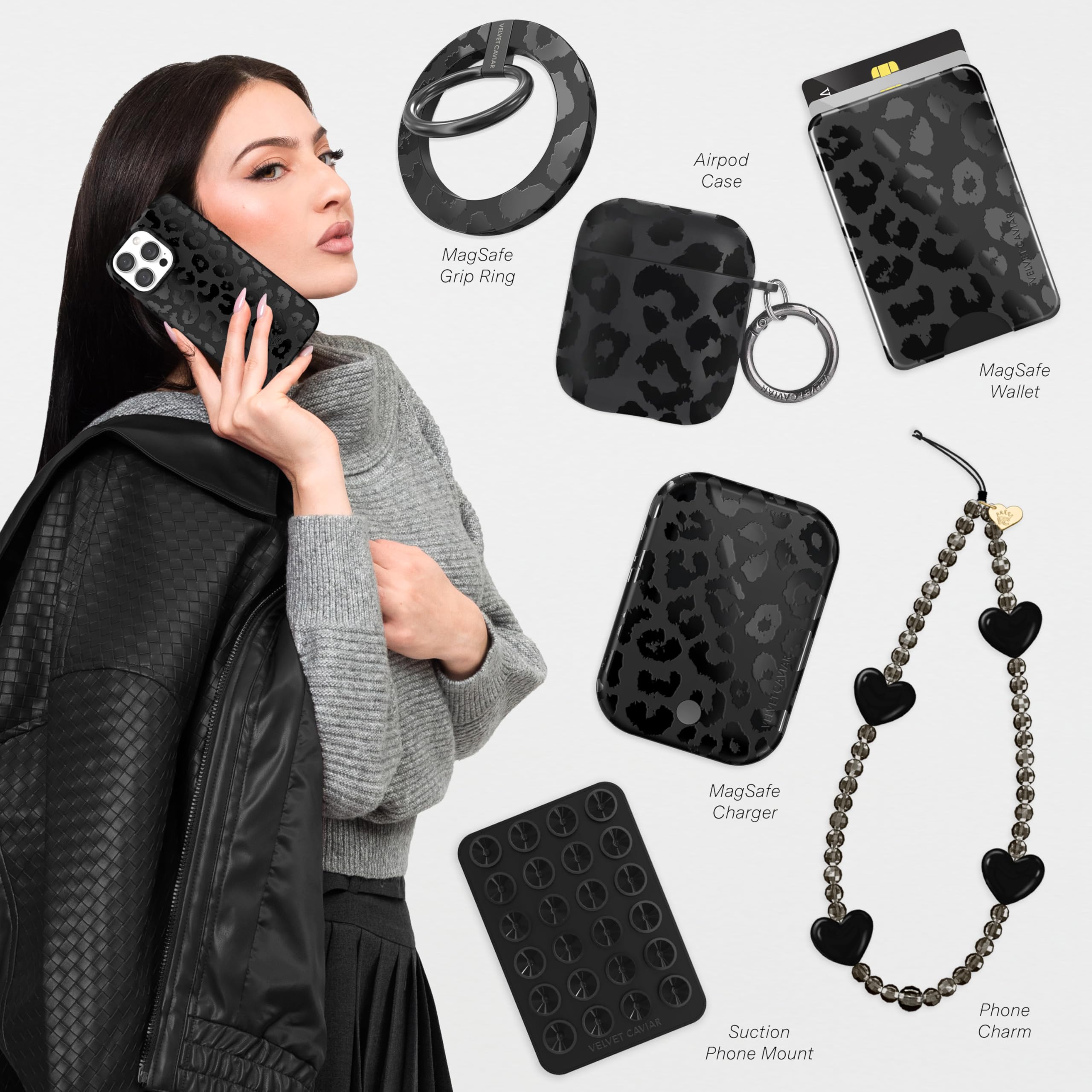 VELVET CAVIAR Black Leopard Cheetah Print Phone Case for iPhone 14 Pro - Compatible with MagSafe - 10ft Drop Tested