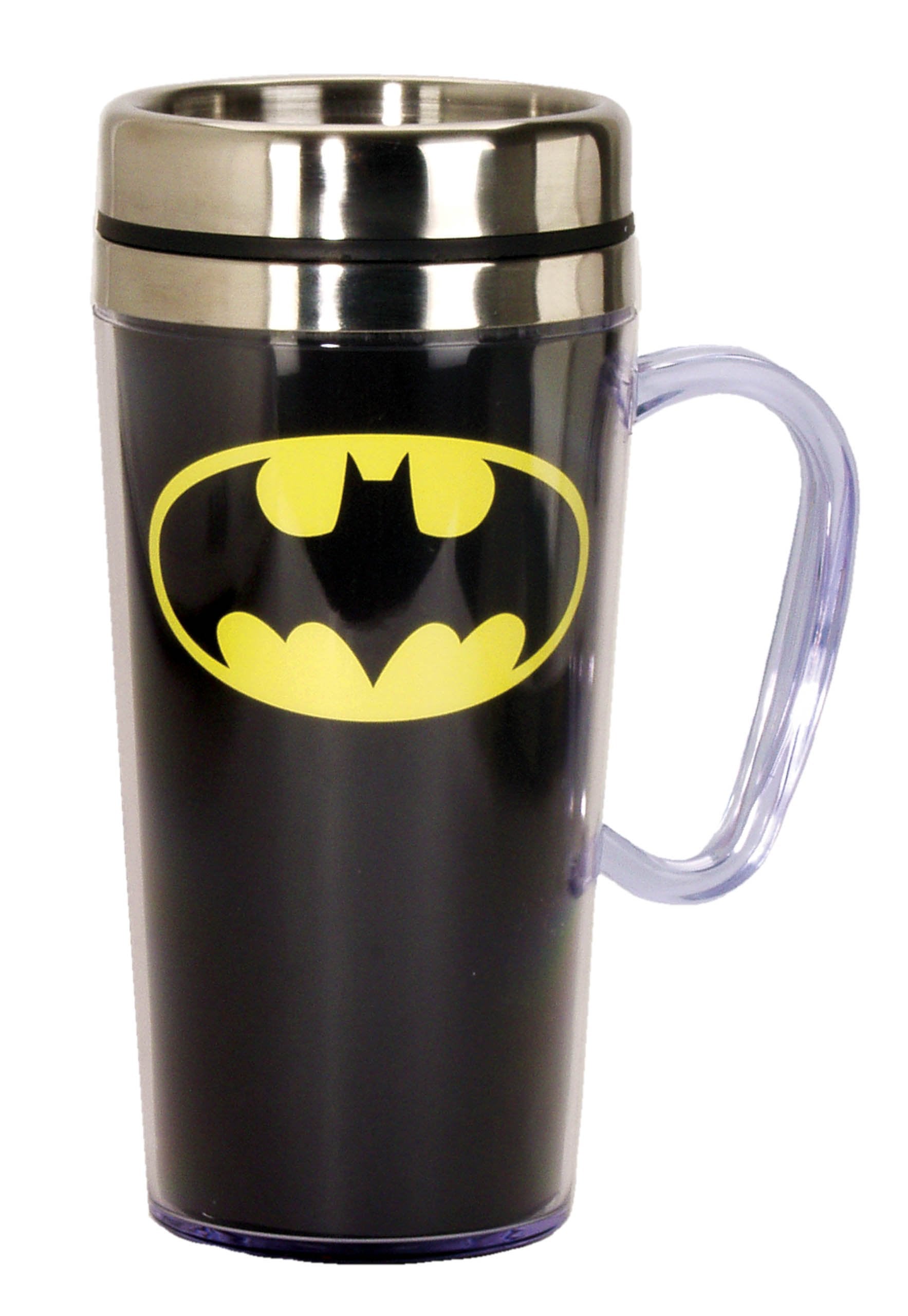 Spoontiques - Insulated Travel Mug - Batman Logo Coffee Cup - Coffee Lovers Gift - Funny Coffee Mug - 15 oz - Black