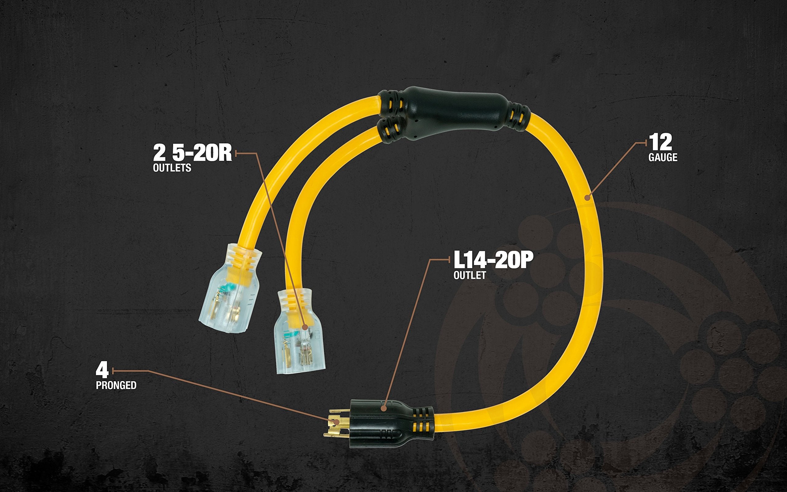 Coleman Cable 01924 Generator Power Cord Adapter; 12/4; 3-Foot