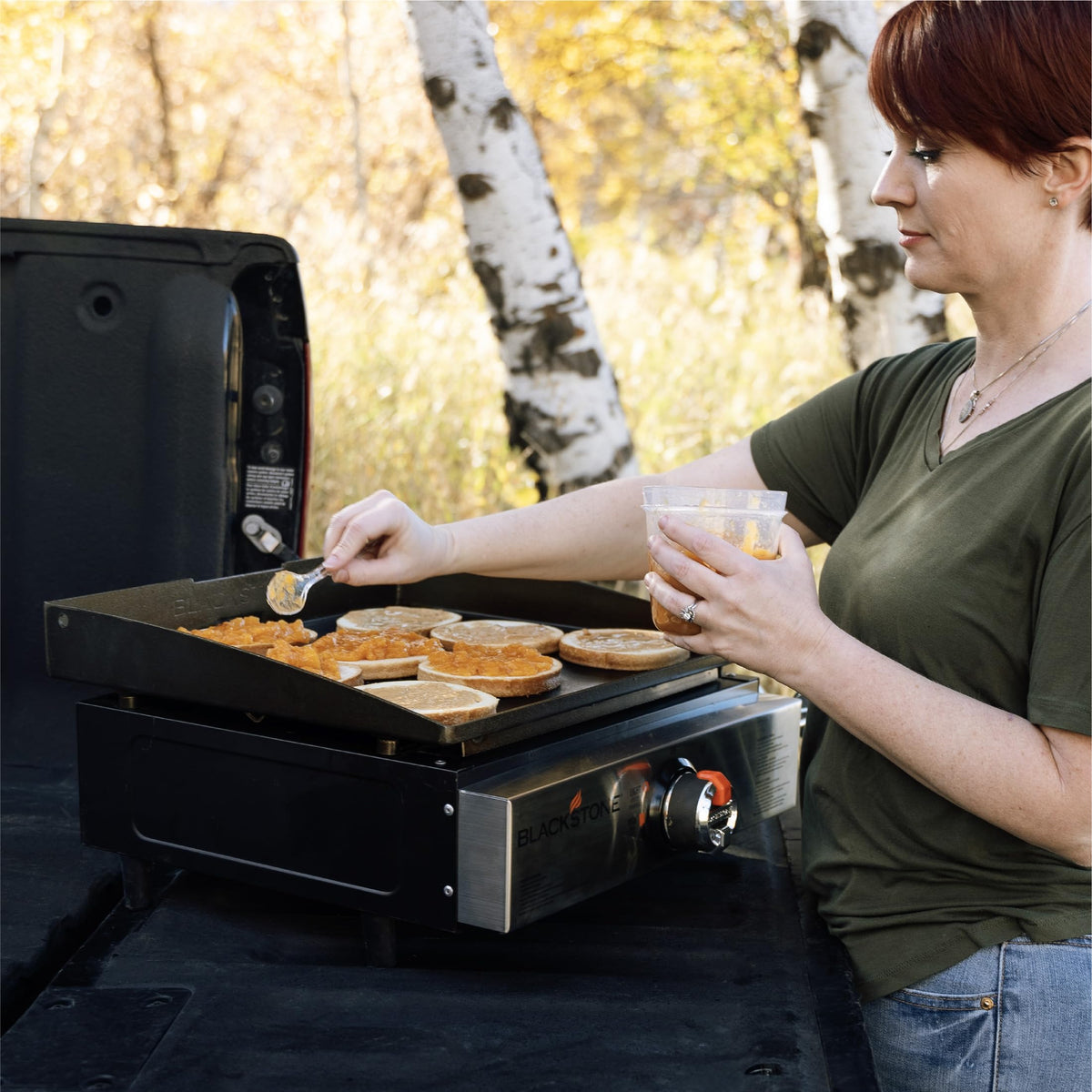 Blackstone 1971 Original 17” Tabletop Griddle with Stainless Steel Front Plate, Powder Coated Steel, Black