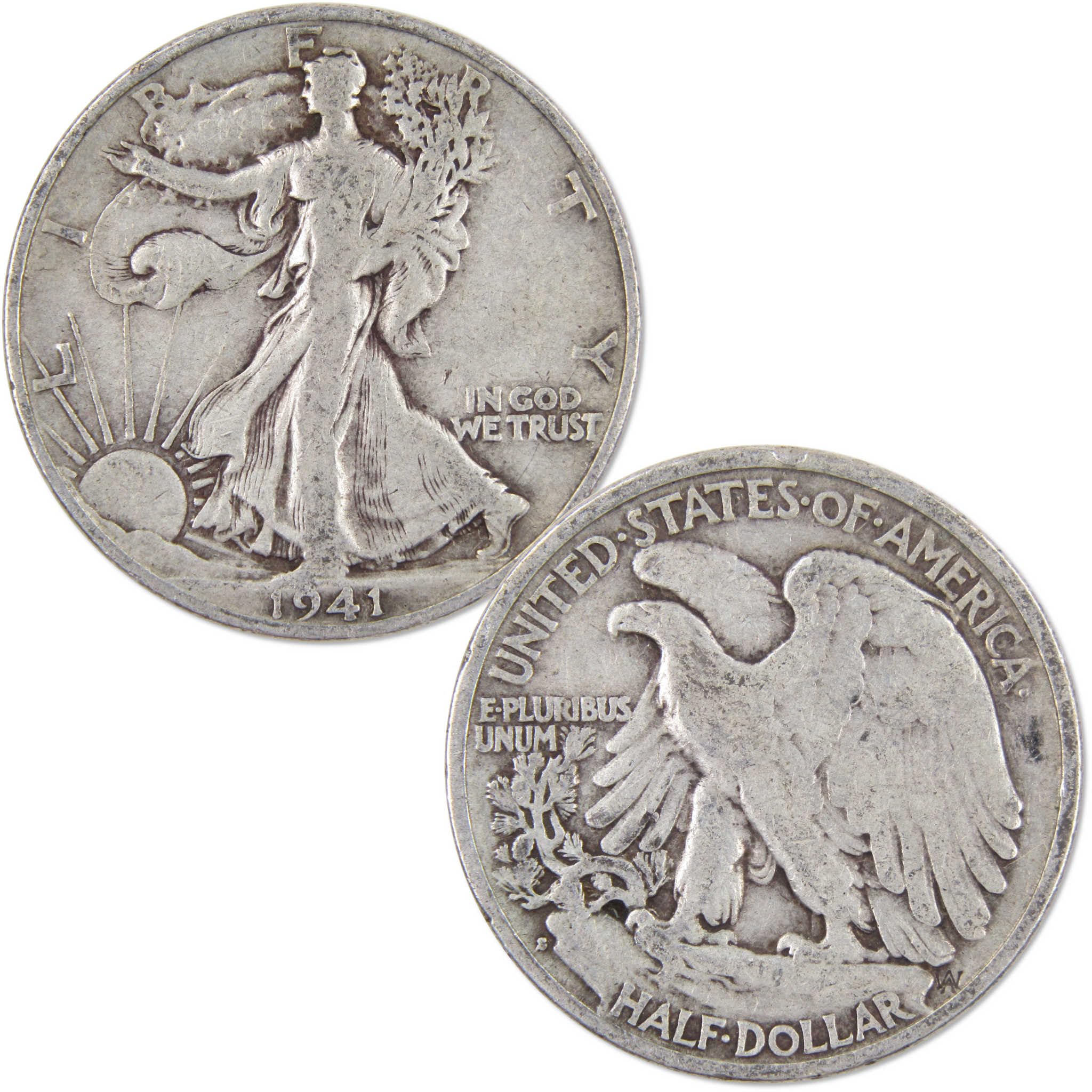 1941-1945 Liberty Walking Half Dollar 5 Coin Set AG About Good 90% Silver 50c