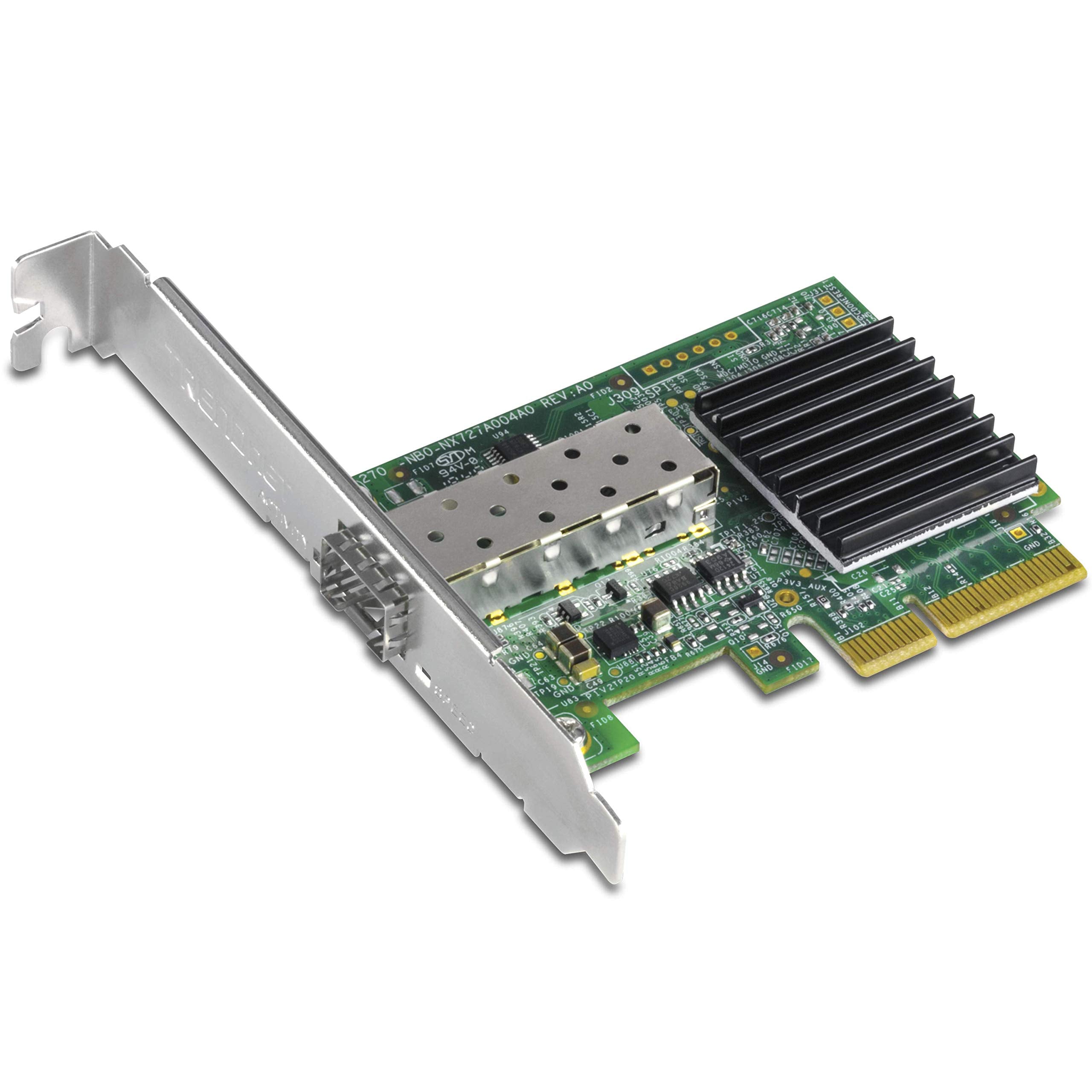 TRENDnet 10 Gigabit PCIe SFP+ Network Adapter, Convert A PCIe Slot Into A 10G SFP+ Slot, Supports 802.1Q, Standard & Low-Profile Brackets Included,Compatible with Windows & Linux, Black,TEG-10GECSFP