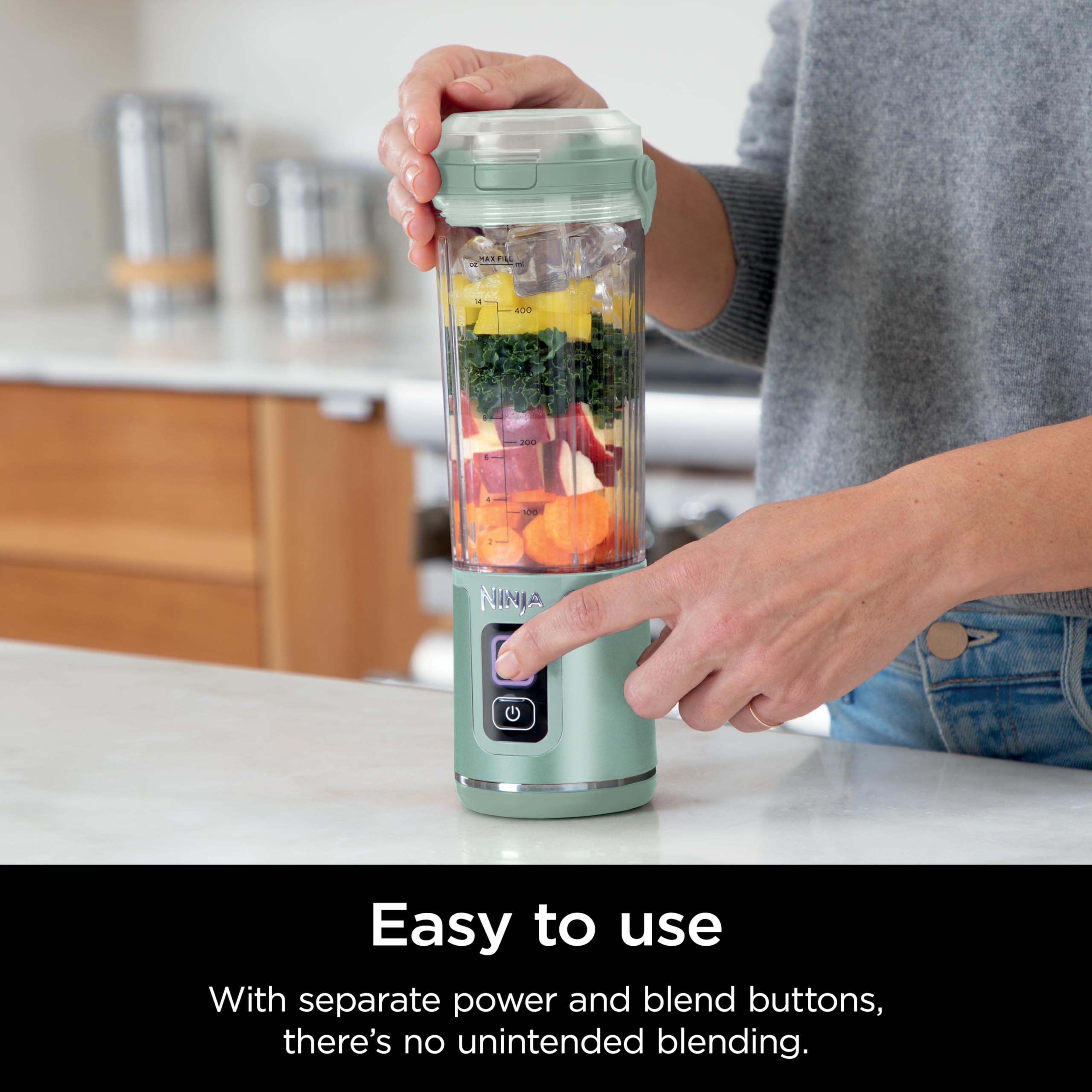 Ninja Blast Portable Blender, Cordless, 18oz. Vessel, Personal Blender For-Shakes and Smoothies, BPA Free, Leakproof-Lid and Sip Spout, USB-C Rechargeable, Dishwasher Safe Parts, Tinted Mint, BC151MT