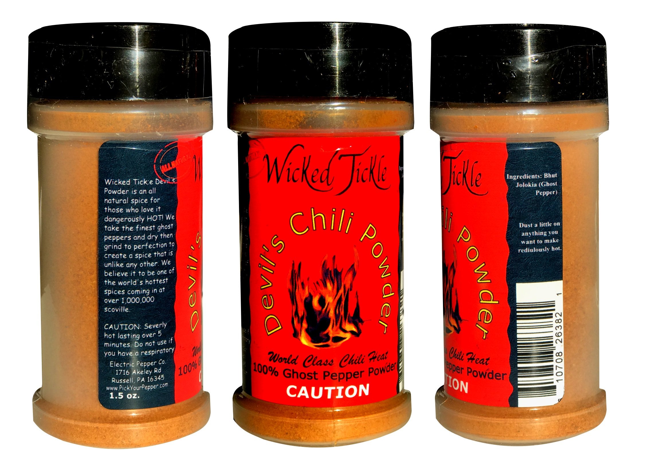 Wicked Tickle Chili Powder Gift Set, 4 Pack – Ghost, Smoked Ghost, Scorpion, Habanero Garlic Salt, 2 oz Bottles