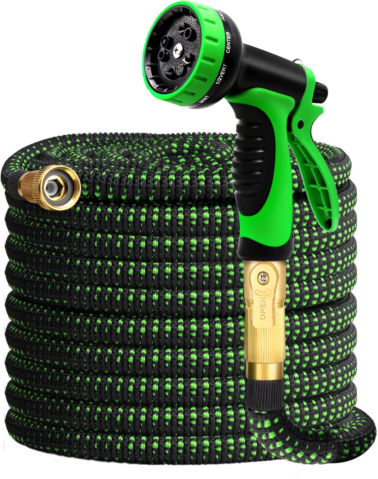 Expandable Garden Hose 50ft, All New 2024 Expandable Water Hose with 3/4" Solid Brass Fittings, Extra Strength Fabric - Lightweight Flexible Expanding Hose with Spray Nozzle