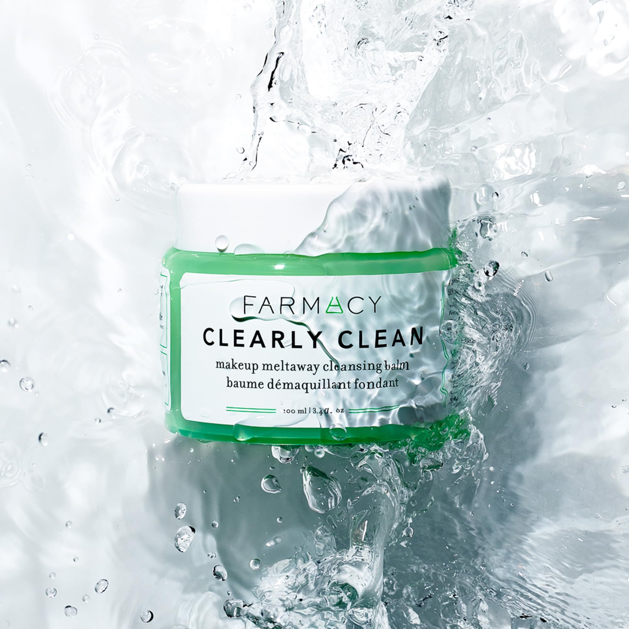 Farmacy Makeup Remover Cleansing Balm - Clearly Clean Sensitive Skin Makeup Remover + Oil Based Cleanser - Gentle Exfoliating Double Cleanser - Melts From Balm to Milky Lather (100ml)