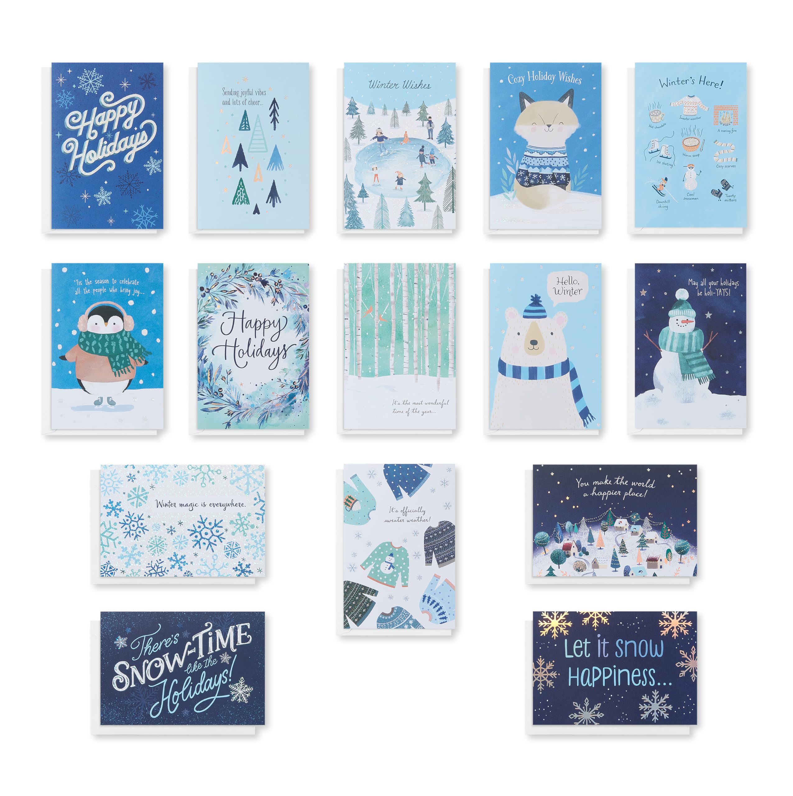 American Greetings Christmas Cards with Envelopes, Happy Holidays (15-Count)