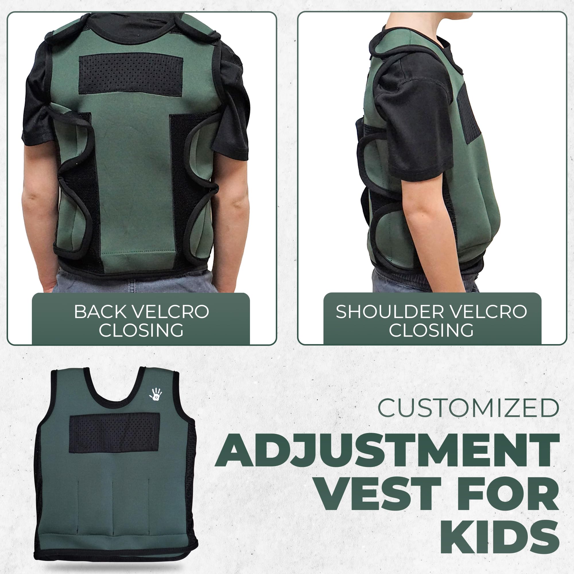Sensory Weighted Vest for Kids – Adjustable Compression Vest (Small, Ages 2-6) with 6 Removable Weights – Comfortable Snug Fit for Calming Support