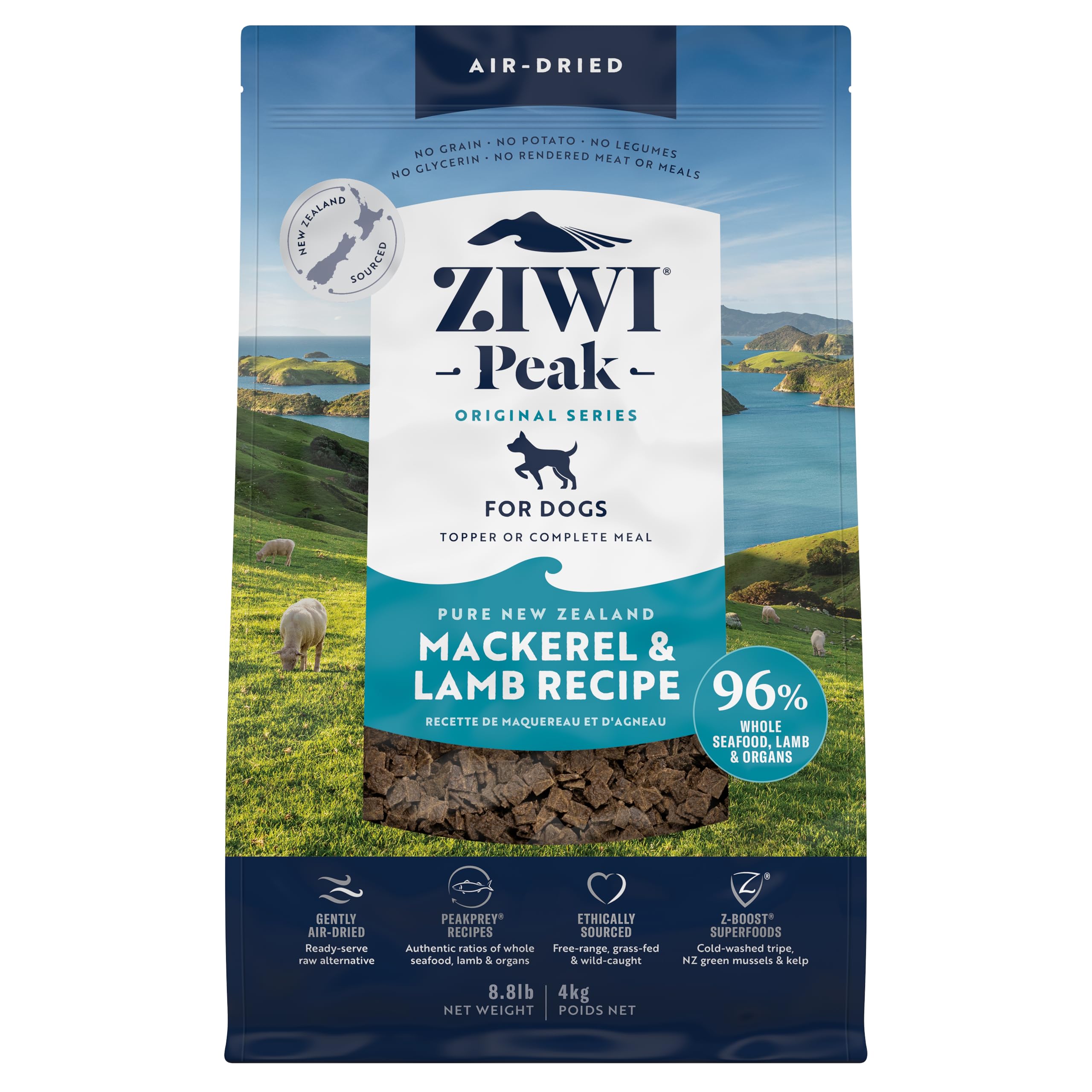 ZIWI Peak Air-Dried Dog Food – Mackerel & Lamb - All Natural, High Protein, Grain Free, Limited Ingredient w/ Superfoods (140.8oz)