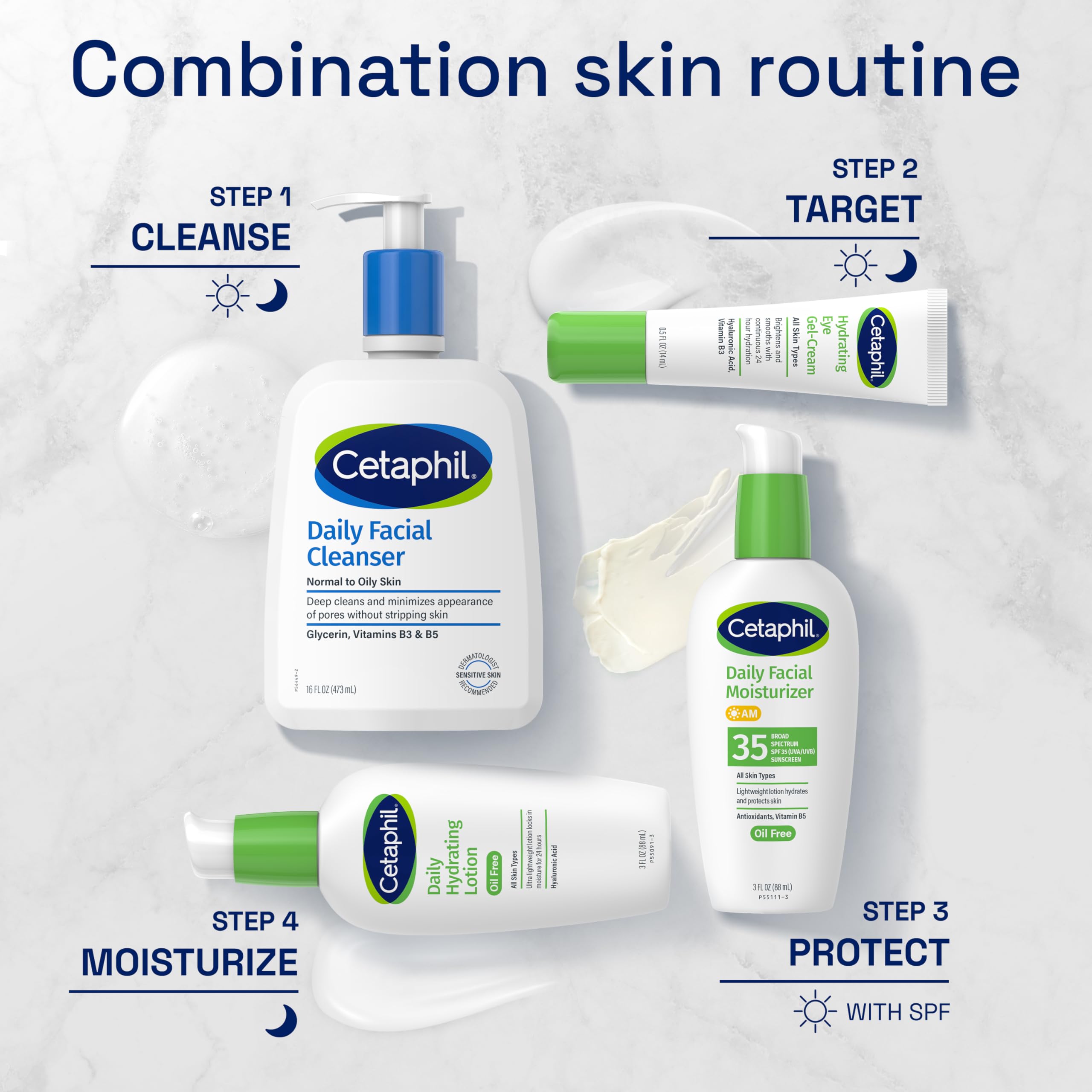 Cetaphil Face Moisturizer, Daily Oil Free Facial Moisturizer with SPF 35, For Dry or Oily Combination Sensitive Skin, Fragrance Free Face Lotion