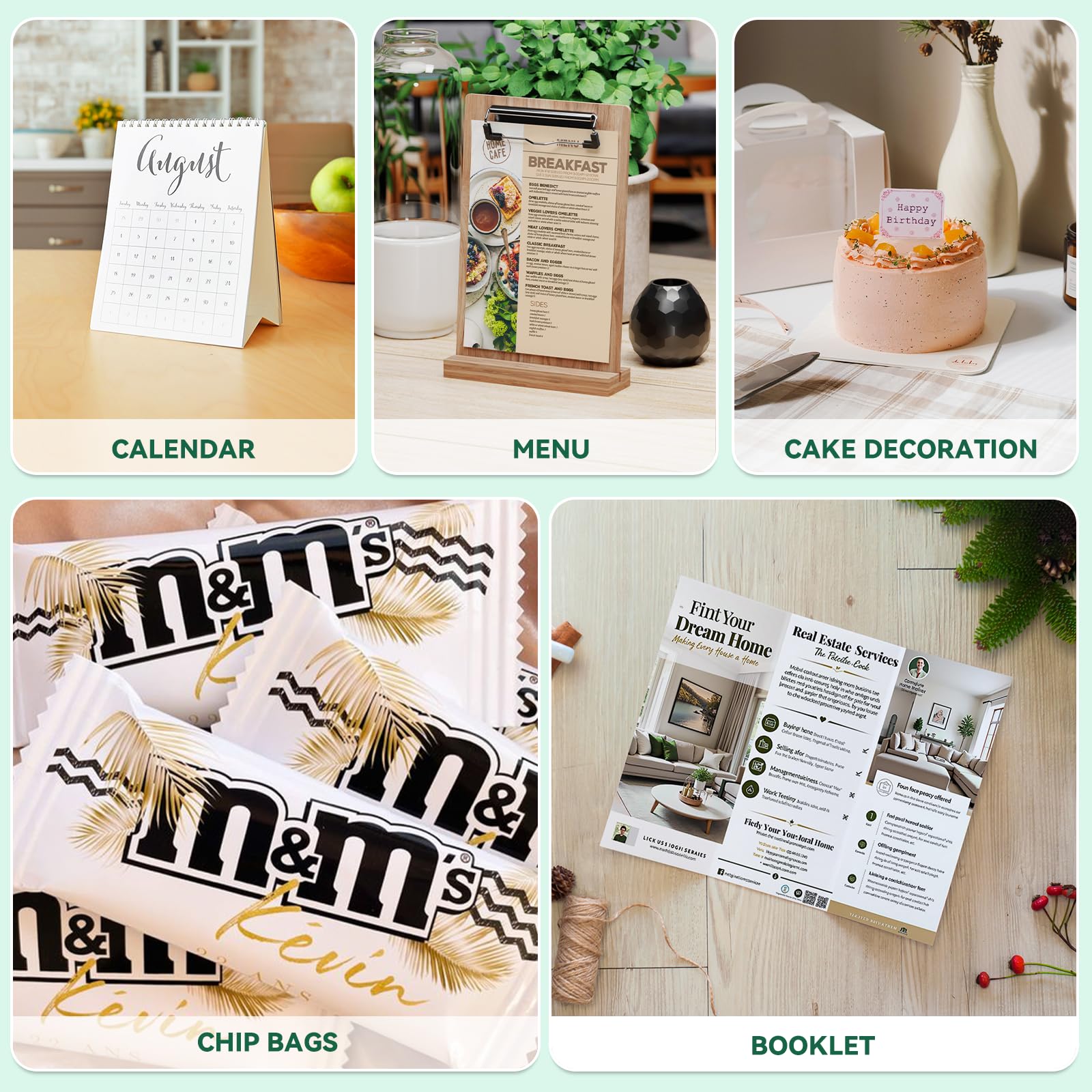 HTVRONT Glossy Photo Paper for Printer - 100 Sheets Inkjet Printer Paper for Chip Bag Paper, Instant Dry Glossy Photo Paper 8.5 x 11 180gsm