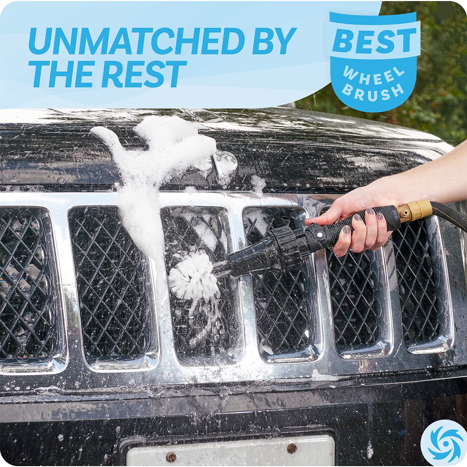 Brush Hero Wheel Brush - Auto Cleaning Kit Water, Powered Rim Cleaner to Scrub and Wash Tires, Grills, Bike and Motorcycle Wheels, Car Detailing Spinning Brushes