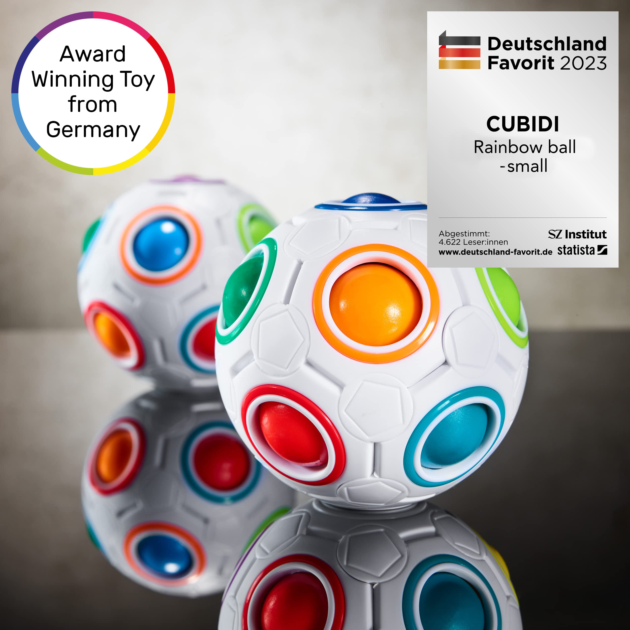 CUBIDI® Original Rainbow Puzzle Ball I Brain Teasers for Kids Ages 6-10 I for Boys and Girls 6+ Years I Travel Toy for Children | Fidget Ball Magic Ball