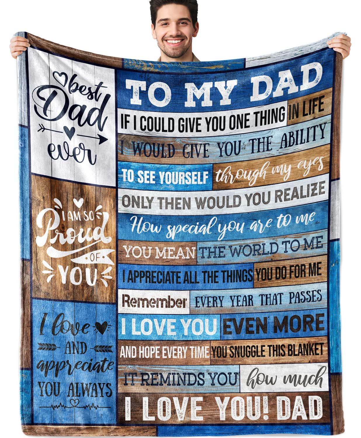 Dad Birthday Gift Birthday Gifts for Dad from Daughter Son Best Dad Gifts Soft Throw Blanket for Bedding Sofa (Dad Gifts, 50 x 60 Inch)