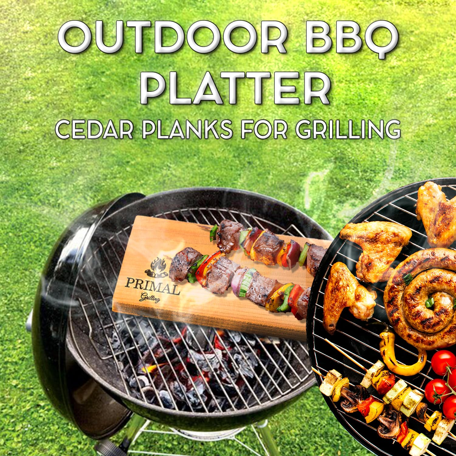 Primal Grilling Premium Cedar Planks - Cedar Planks for Grilling Salmon - Thicker Design for Moister - Wood Planks for Grilling with Free Recipe Card - Cedar Grilling Planks for Fish & Steaks (5 Pack)