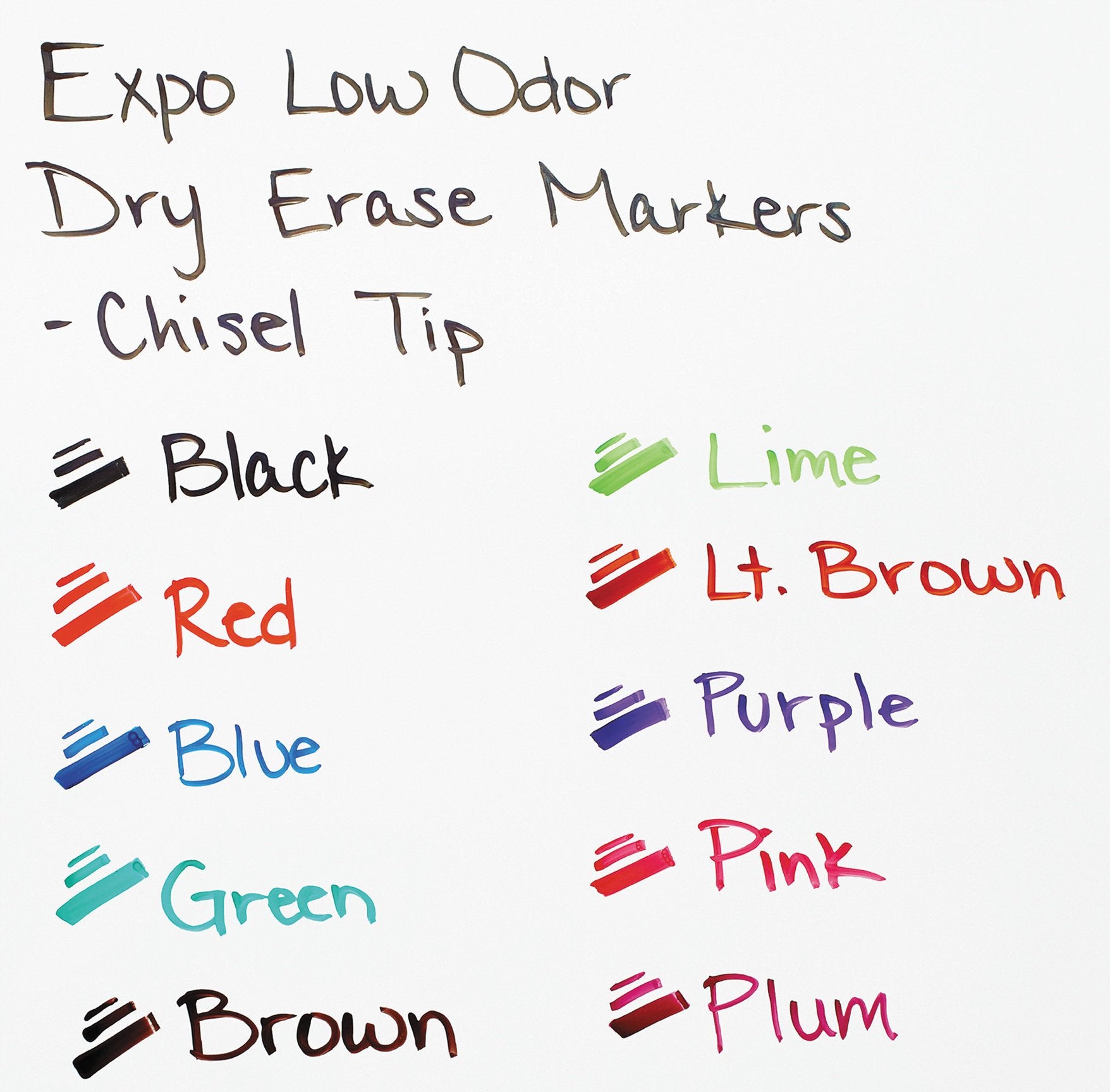 EXPO 80001 Low Odor Chisel Point Dry Erase Markers, Black, 12 Units per Box, Pack of 12 Boxes, 144 Markers Total