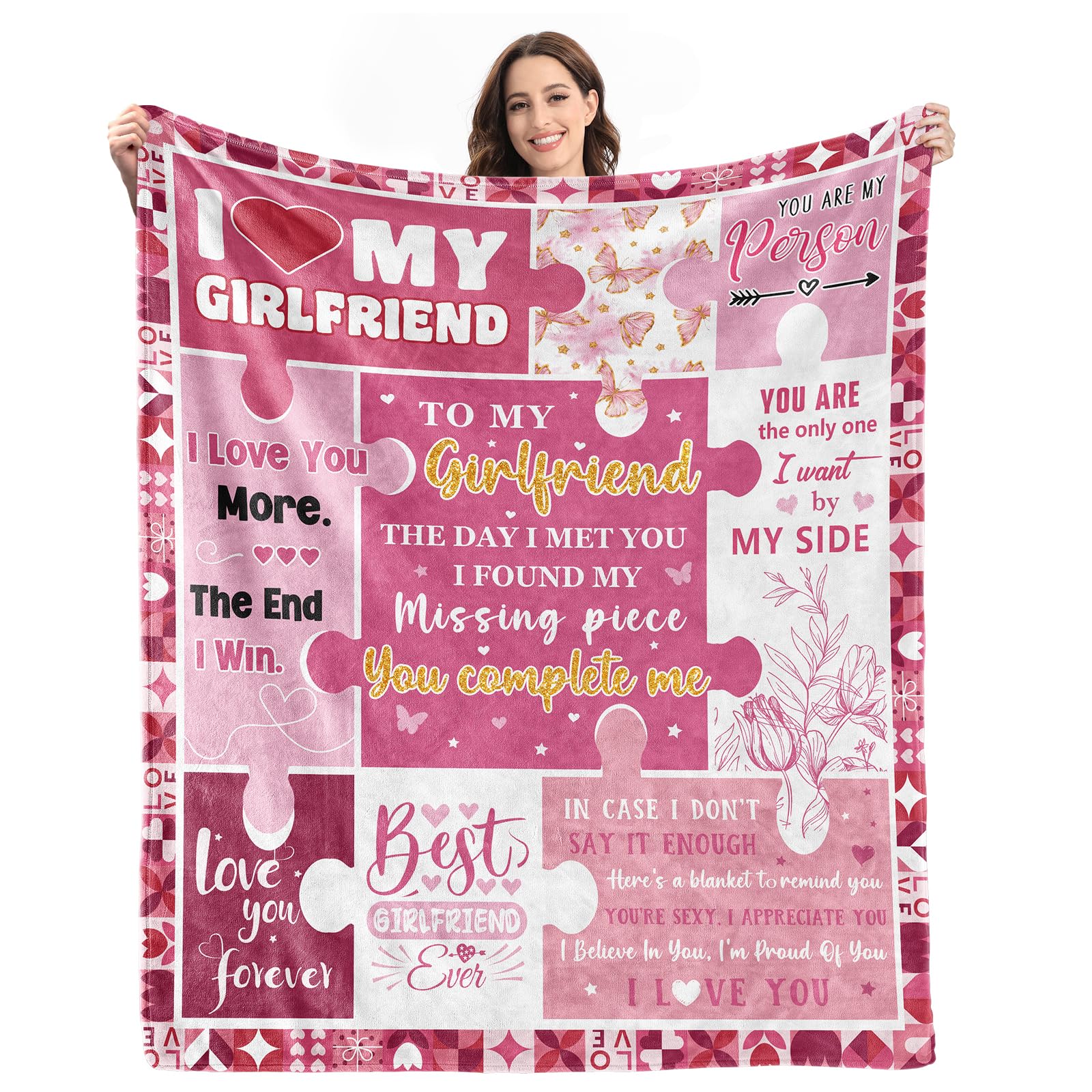 Gifts for Girlfriend Blanket - Cute Birthday Gifts for Girlfriend - Valentines Day Girlfriend Gifts from Boyfriend - Girlfriend Gifts for Her Anniversary Christmas - Mothers Day Girlfriend Gifts Idea