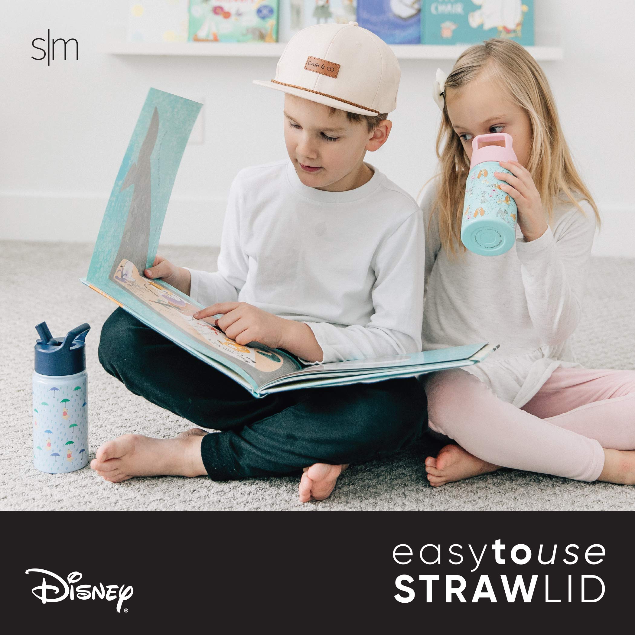 Simple Modern Disney Wish Kids Water Bottle with Straw Lid | Reusable Insulated Stainless Steel Cup for Girls, School | Summit Collection | 14oz Water Bottle