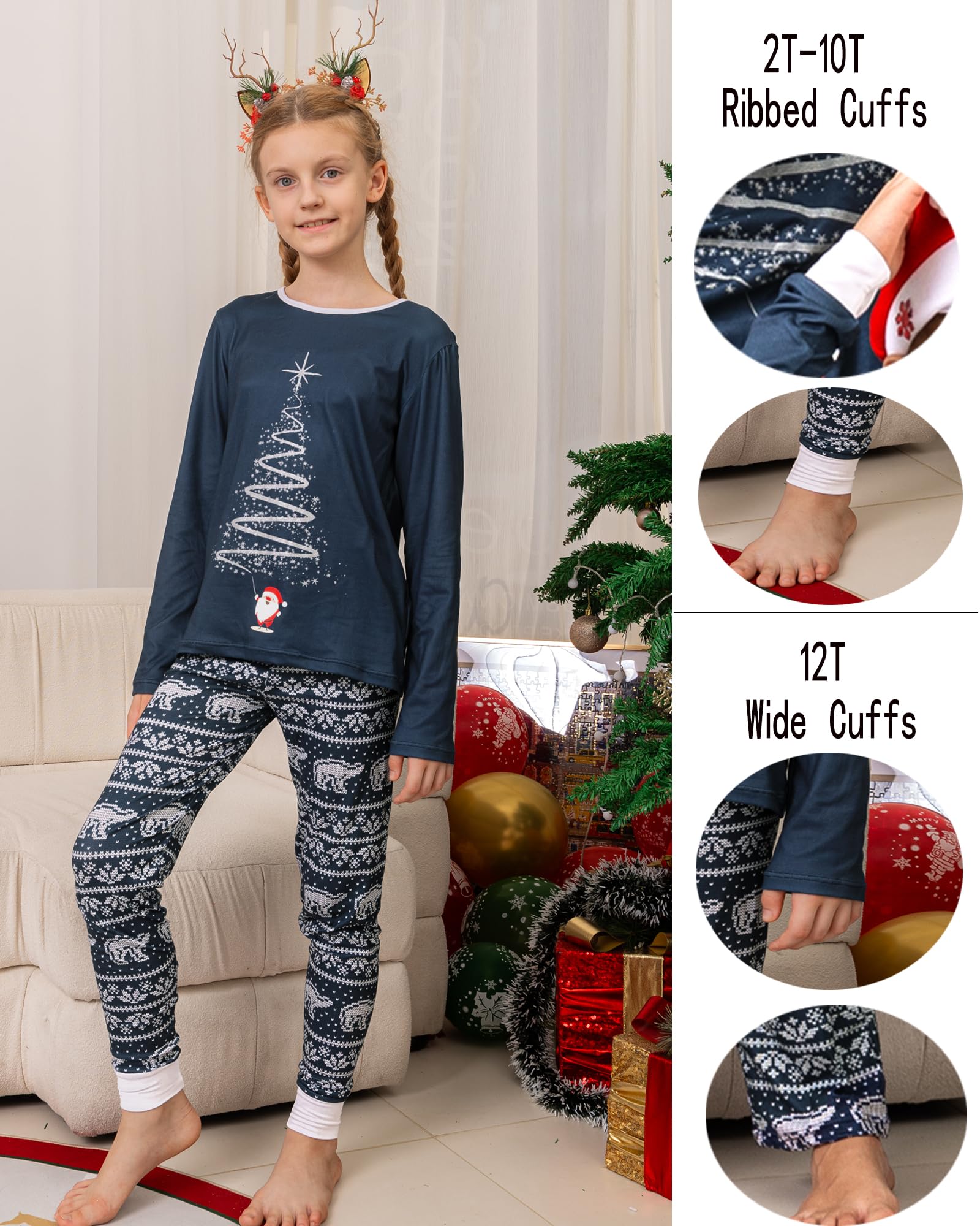 Rnxrbb 2024 Matching Family Christmas Pajamas Holiday Family Christmas Pjs Set Sleepwear Xmas Jammies Men Women Kids Couples,Navy Xmas Fireworks-K-8T