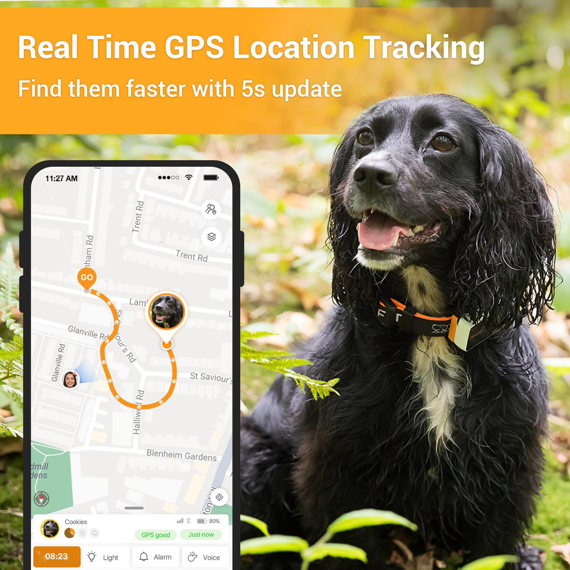 Pawfit 3 GPS Pet Tracker GPS Dog Tracker 4G Live Satellite Tracking, Multiple Smart Alerts, Fully Waterproof Activity Monitor for Dogs & Cats, Unlimited Range, Remote Voice Recall，Fits All Collars