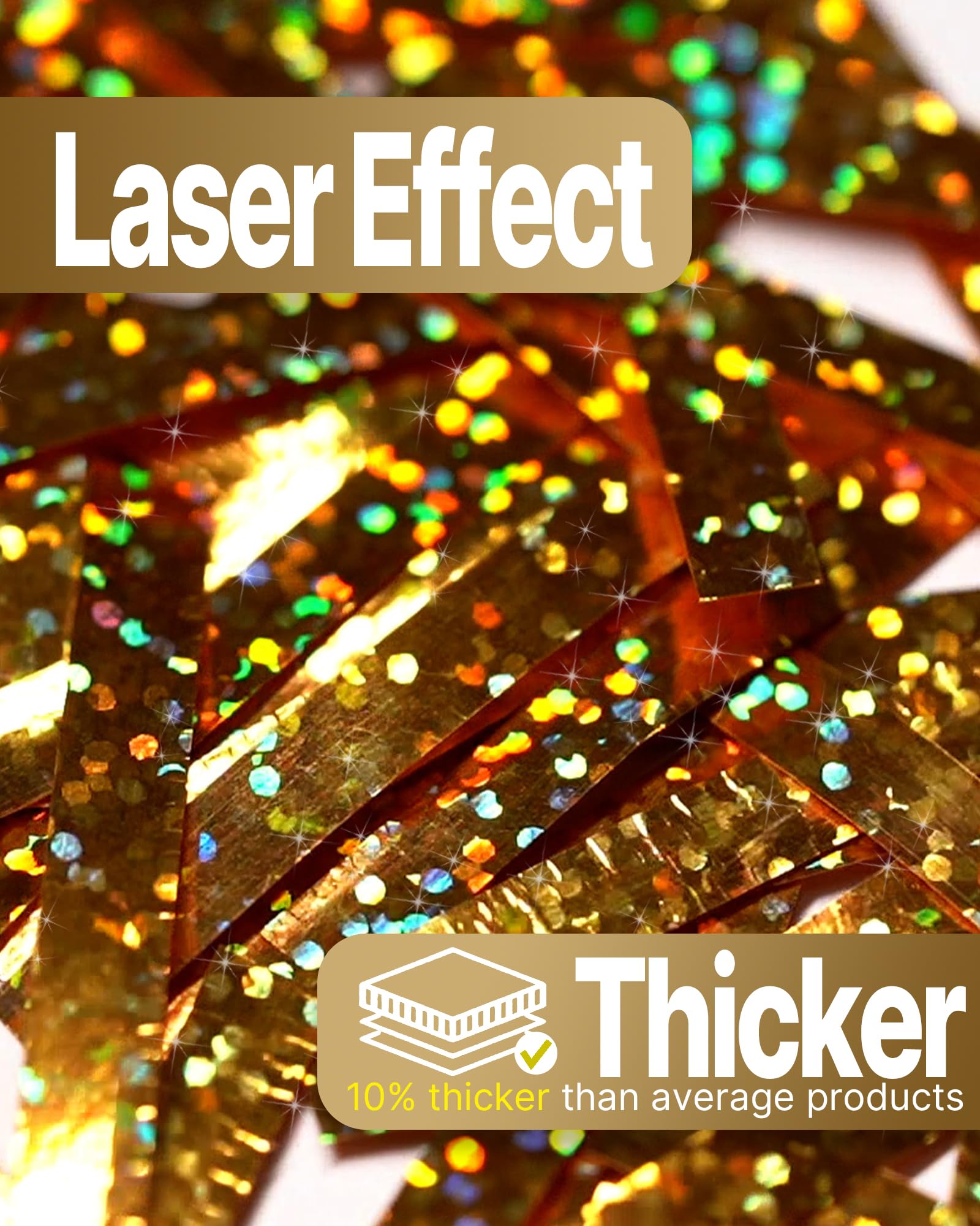 PartyWoo Gold Iridescent Crimped Ribbon - 600 Yards (6 Rolls, 100 Yards/Roll) for Balloons, Craft, Gift Wrapping, Wedding, Florist Flowers