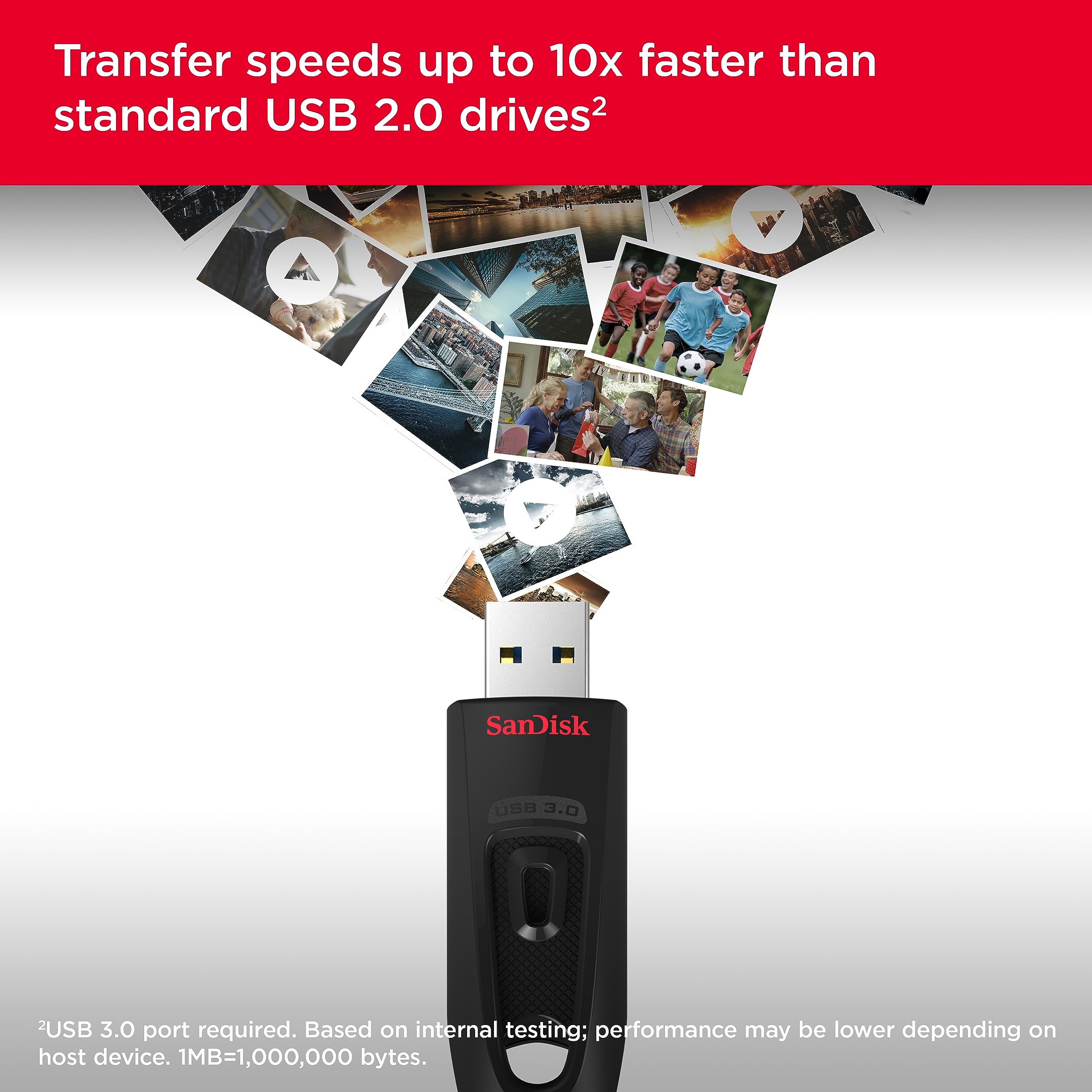 SANDISK 256GB Ultra USB 3.0 Flash Drive - SDCZ48-256G-GAM46, Black