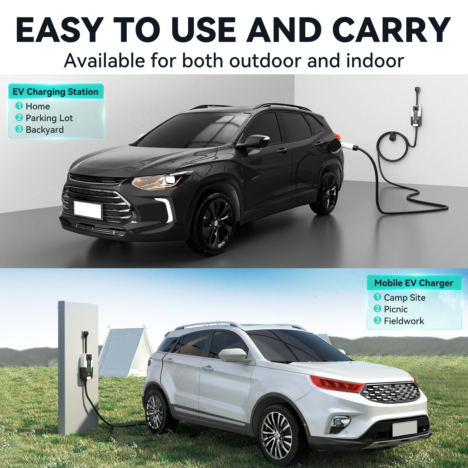 Andeman Level 2 EV Charger 32Amp,7.68KW Electric Vehicle Charger Portable 240V,SAE-J1772 and NEMA 14-50 Plug, Scheduled Charging,Adjustable Current,Smart APP, 25 FT Cable for EV and Hybrid Vehicles