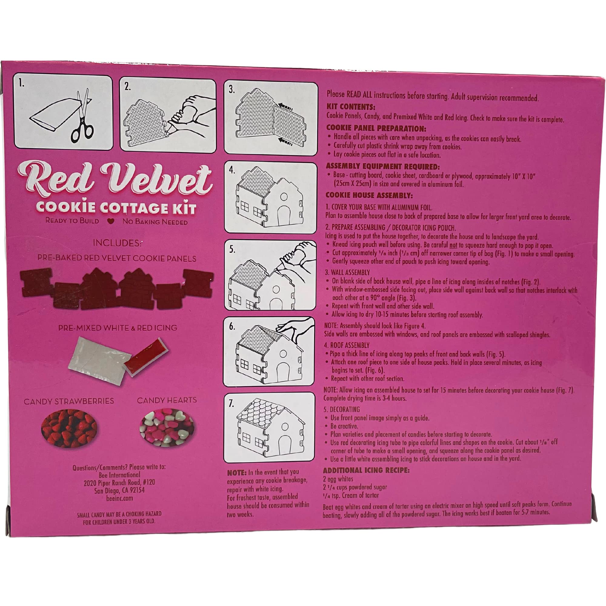 Small Ready to Build Edible Red Velvet Cookie House Kit, DIY Valentine's Day Decorating Kits, 14 Ounces