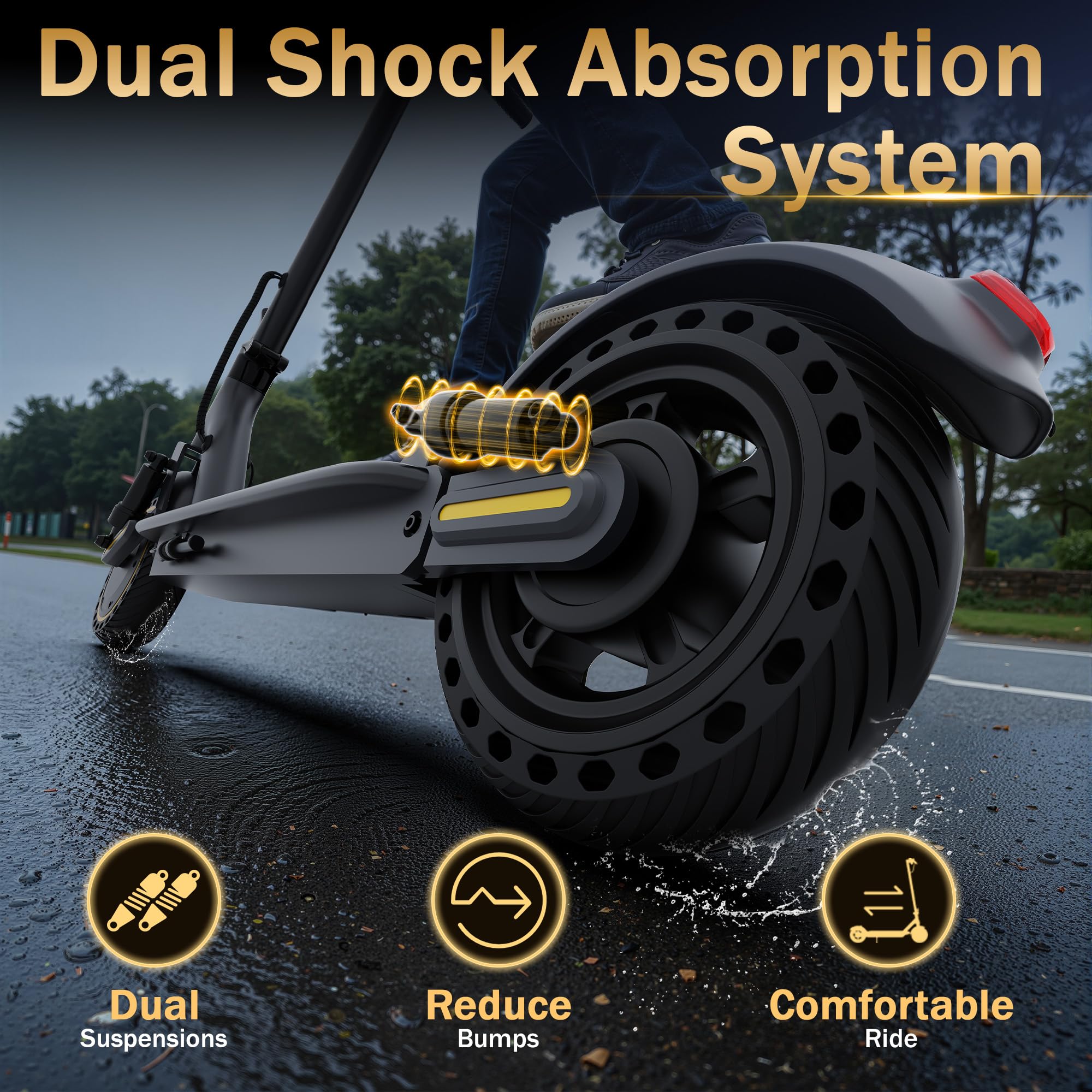 WERHY 10 Inches Electric Scooter, 500W Powerful Motor & 22 MPH Top Speed, 22-28Miles Long Range, Folding E Scooter with Dual Braking for Adults