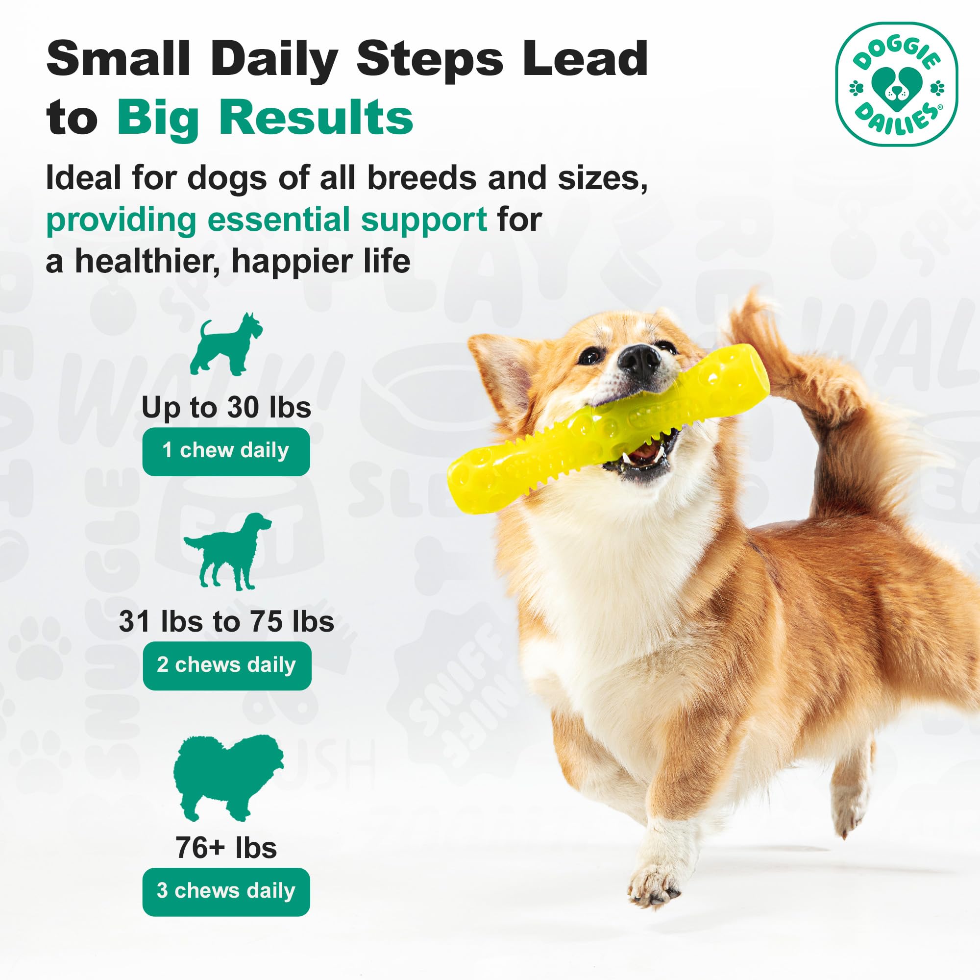 Doggie Dailies, Advanced Senior Hip and Joint Supplement for Dogs, Glucosamine Chondroitin, Premium Hip and Joint Chews for Dogs All Breeds & Sizes, Dog Vitamins and Supplements, (Duck) 120 Chews