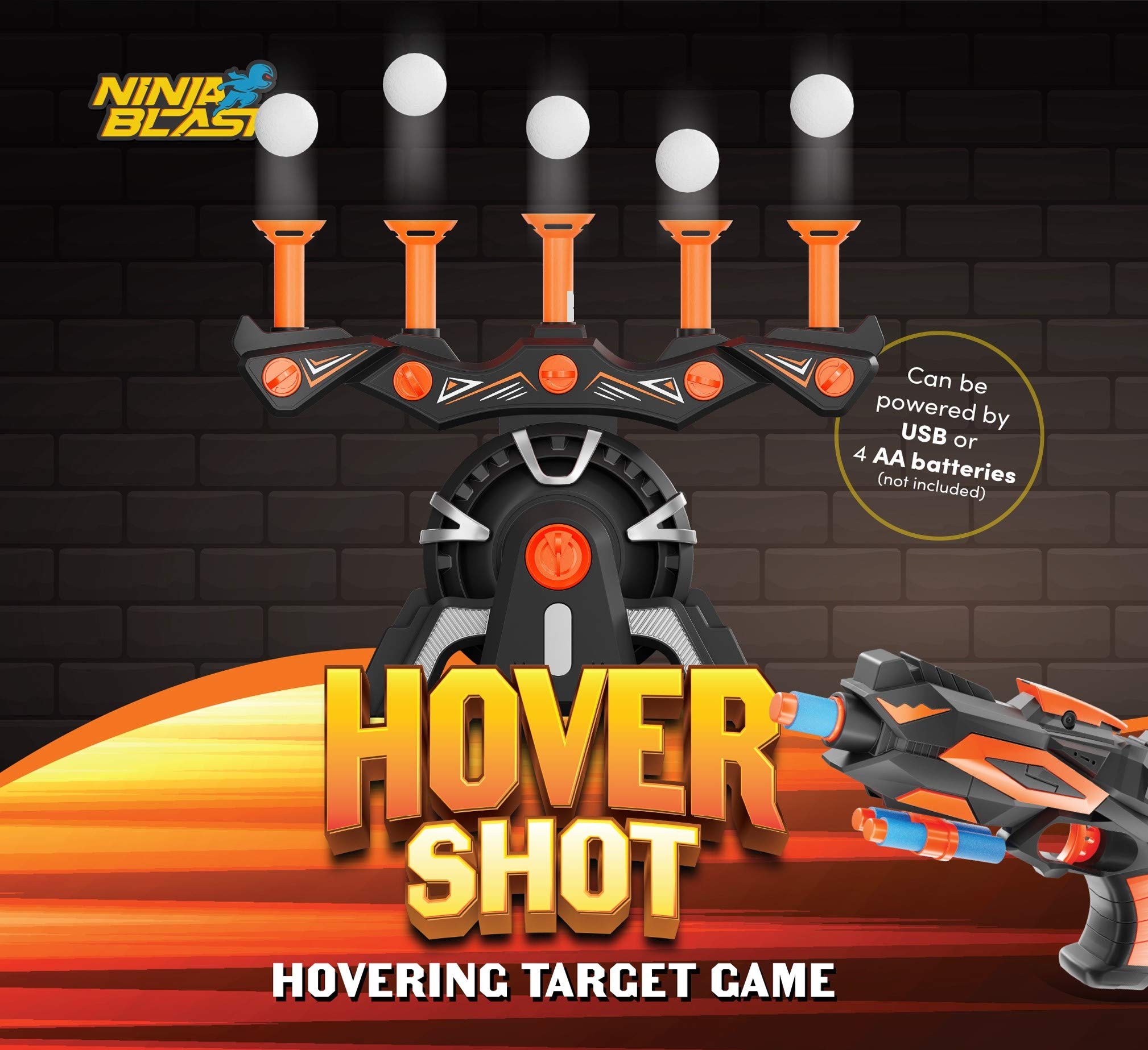 Hover Shot Shooting Toy for Kids - Ball Target Game for Nerf Gun - Cool Birthday Gifts Toys for Boys Age 6+ Year Old Boy Best Teenage Gift Idea - Gun, Targets & Darts - Powered by Plug or Batteries