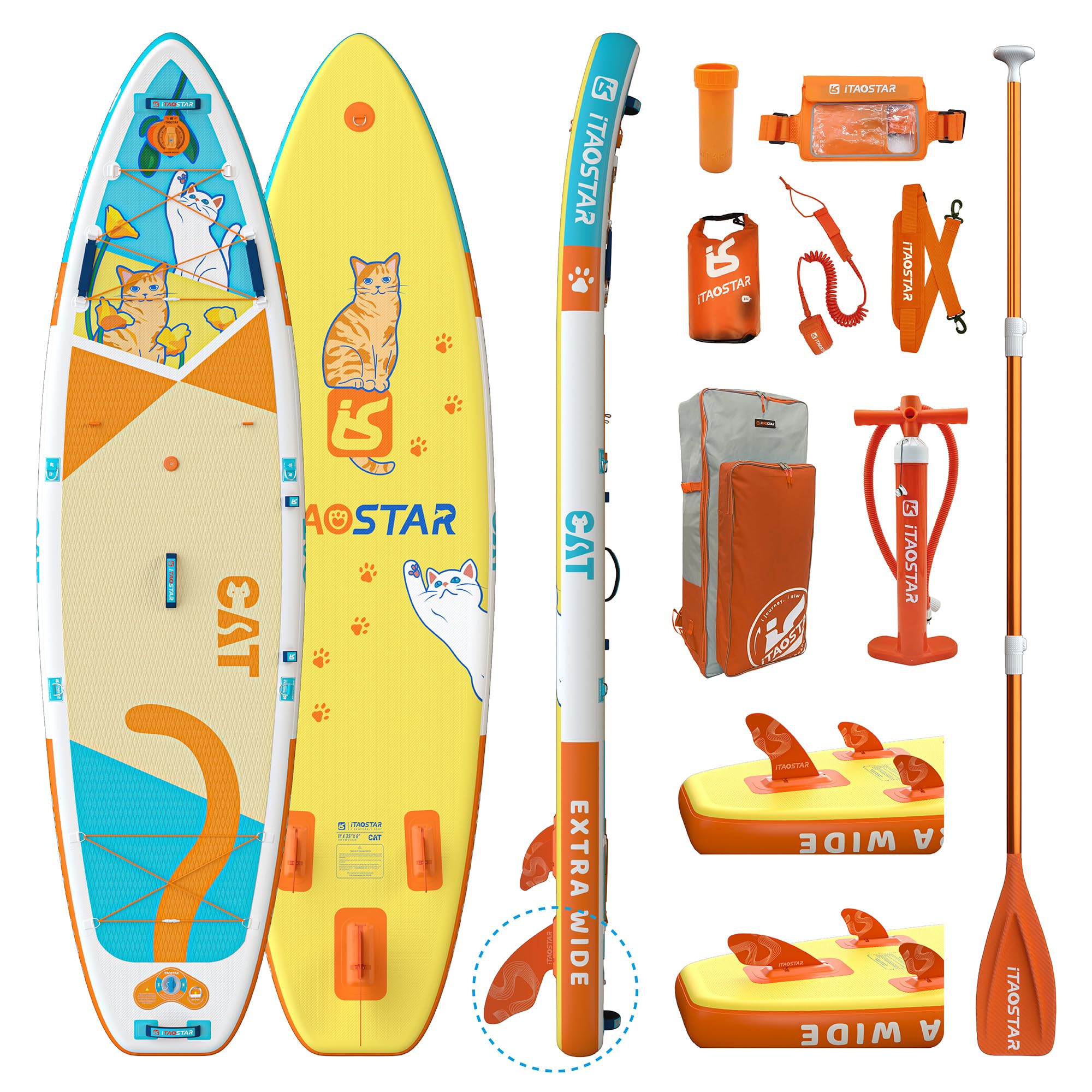 iTAOSTAR C01C Inflatable Stand Up Paddle Board with Premium SUP Board Accessories, Adj Paddle, Anti-Slip EVA Deck, 120L Travel Backpack w/Front Pocket | Blow Up Paddle Board for All Skill Levels