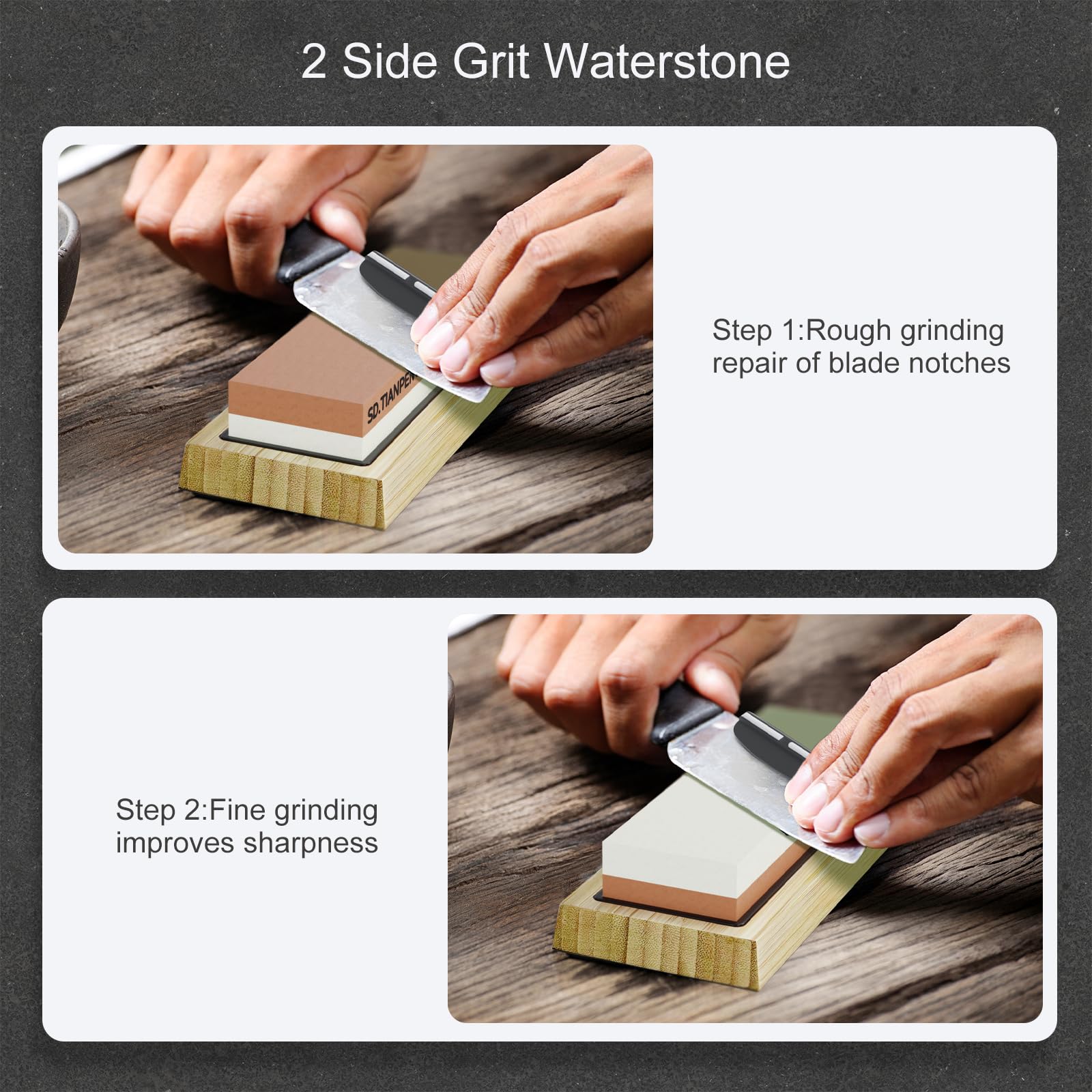 Knife Sharpening Stone - Dual Grit Whetstone 400/1000 3000/8000, Knife Sharpening Stone Set, Tpstone Knife Sharpener Tool,Easy to Use