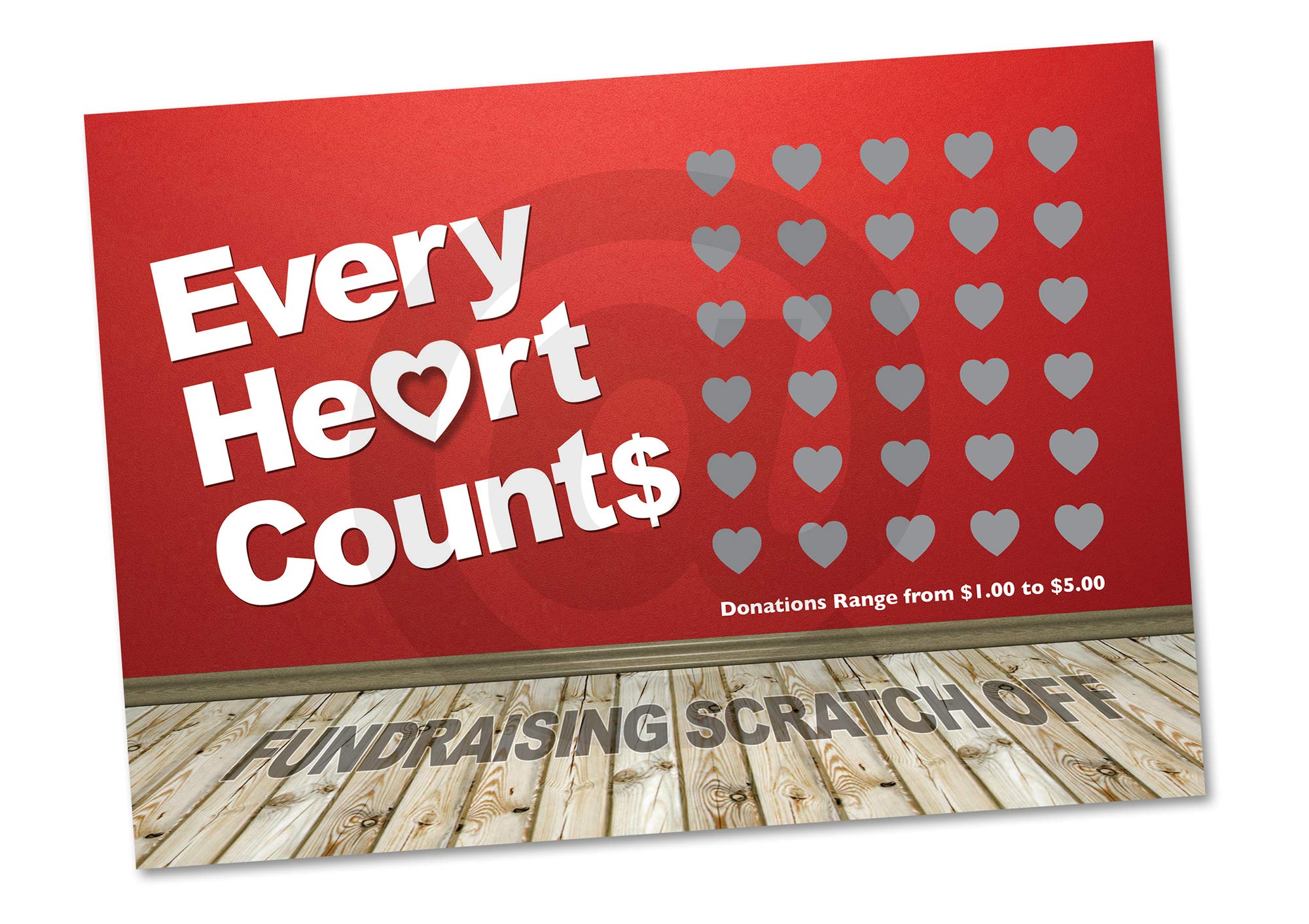 Every Heart Counts Fundraising Scratch Off Cards - (20 Cards) - Raise $2,000. You Keep All the Profit!