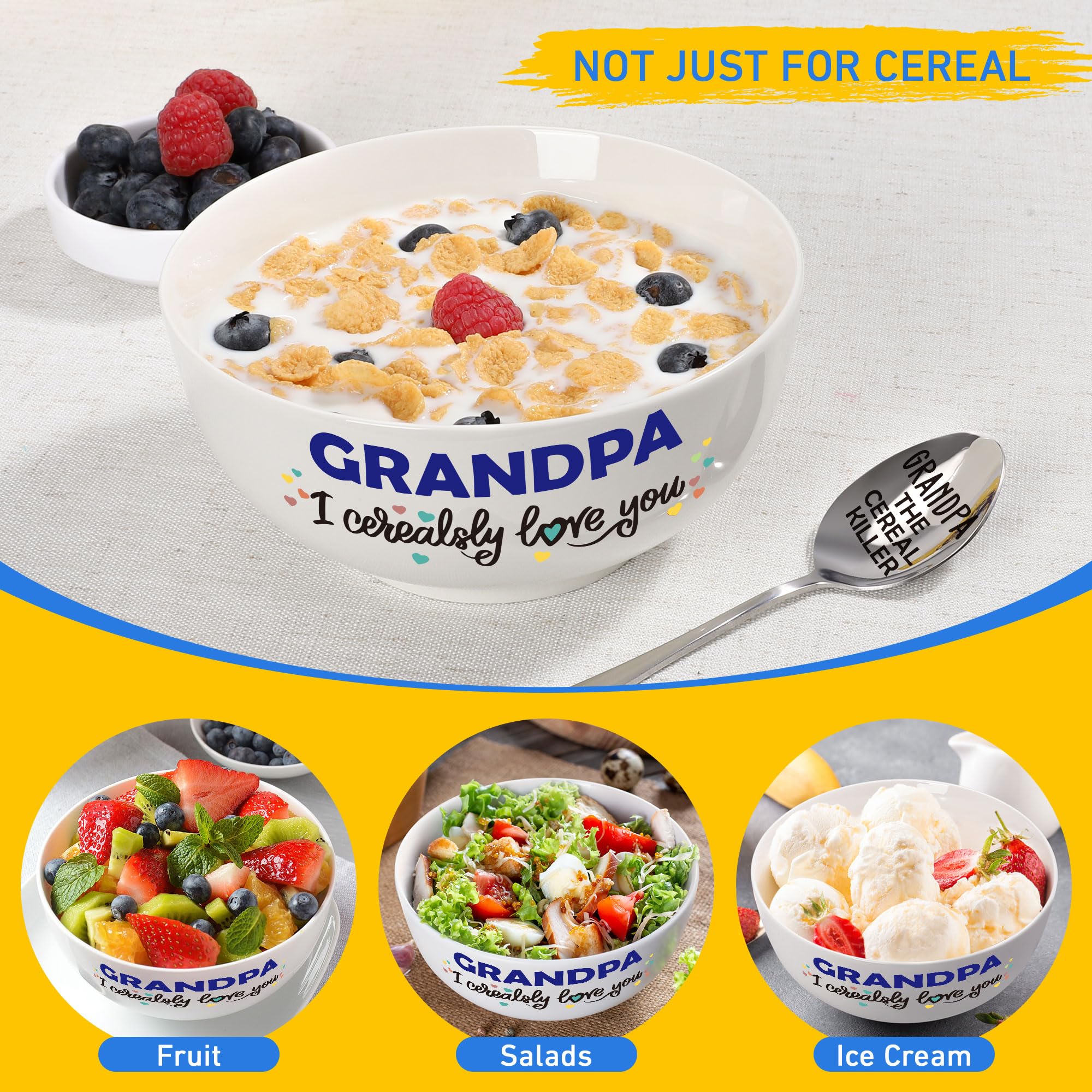 BackURyear Grandpa Gifts from Granddaughter, Cool Gifts for Grandfather Holidays Christmas Birthday Fathers Day from Grandkids, Grandchildren, Grandson, Grandpa Cereal Bowl Present