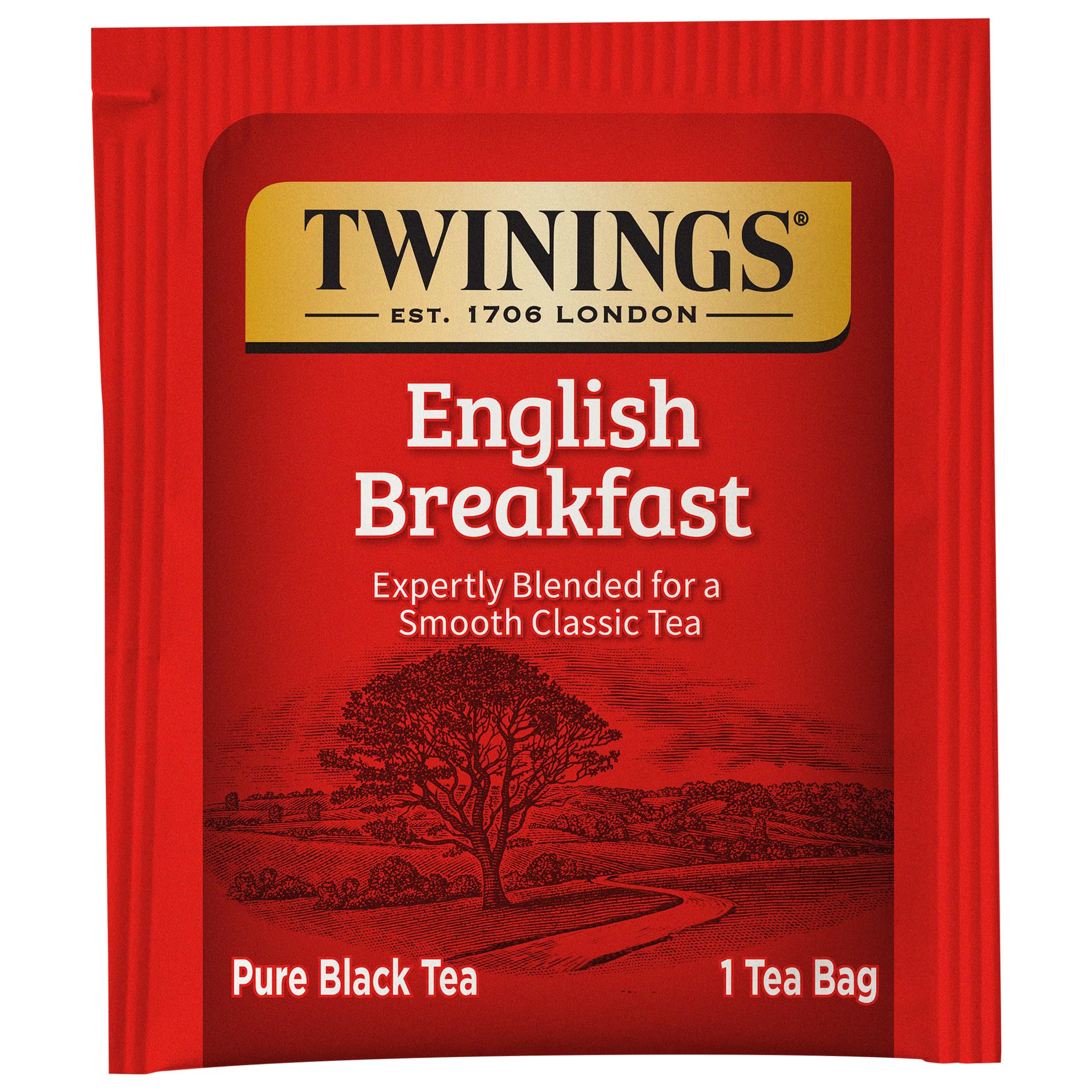 Twinings English Breakfast Black Tea Individually Wrapped Bags, 100 Count (Pack of 1), Smooth, Flavourful, and Robust, Caffeinated, Enjoy Hot or Iced | Packaging May Vary