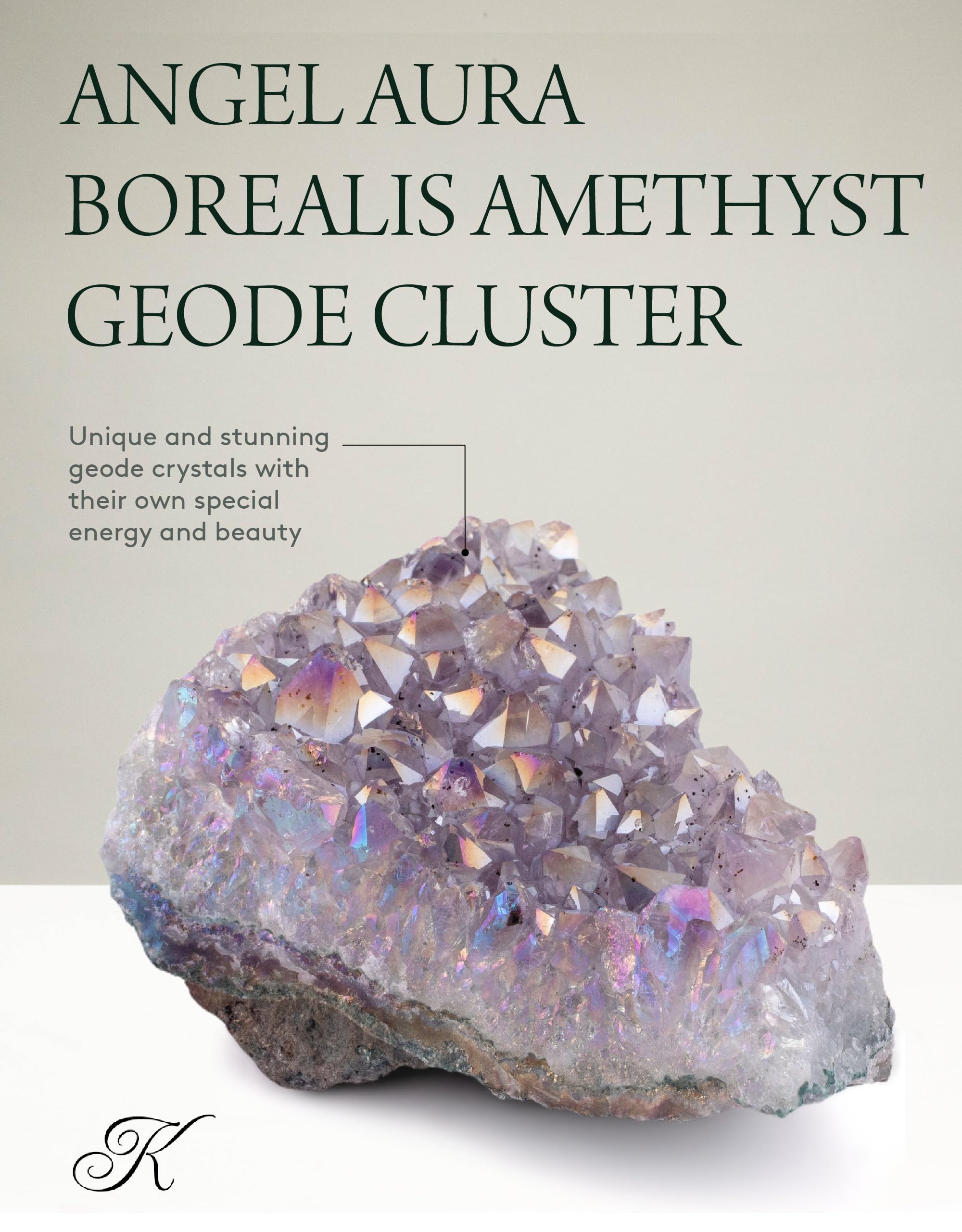 KALIFANO Angel Aura Amethyst Geode – Titanium-Bonded High-Energy Amatista for Reiki, Wicca, Crystal Decor & Metaphysical Gifts – Natural Crystals and Healing Stones (Family Owned)