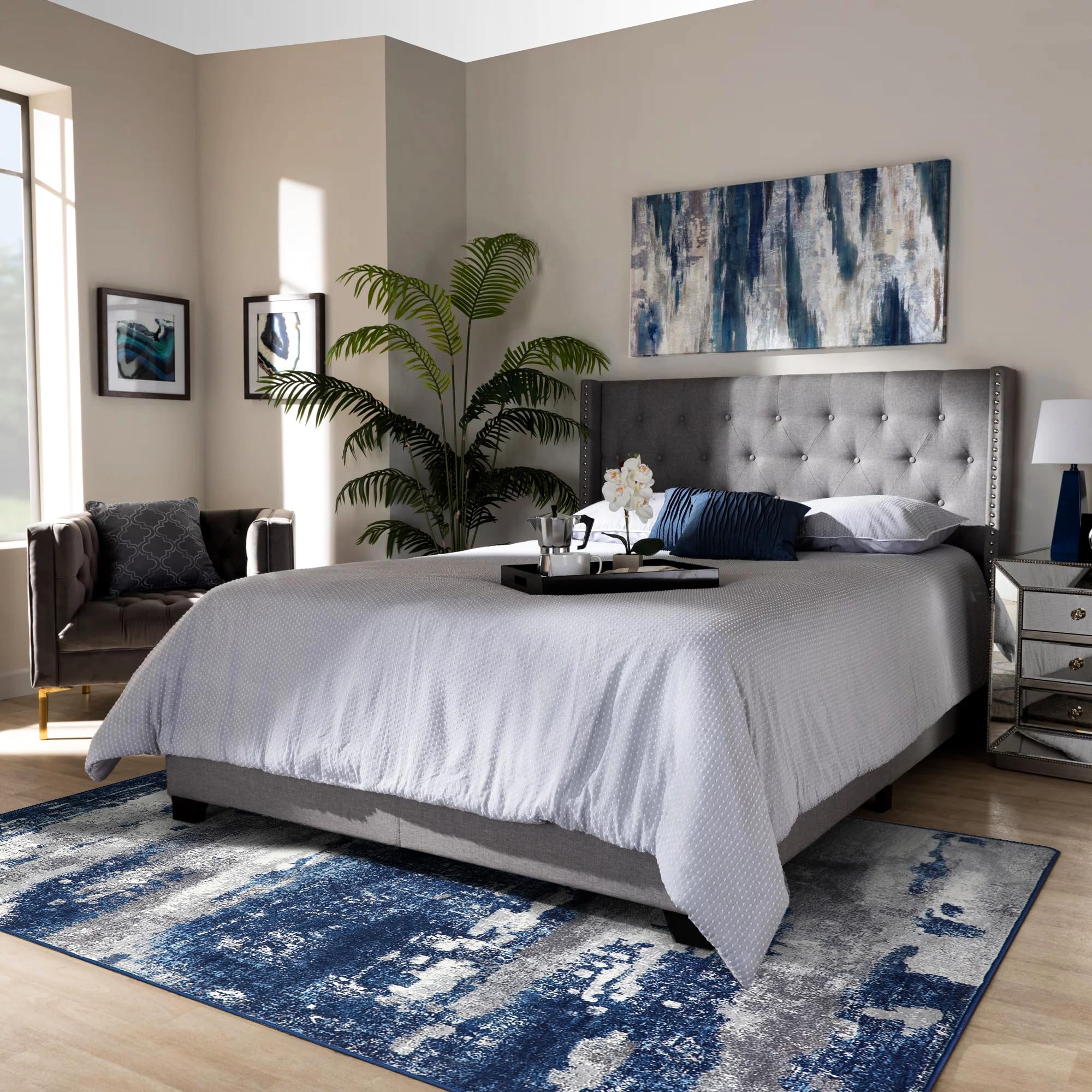 BEIMO Area Rugs 5x7 for Living Room Bedroom, Modern Abstract Machine Washable Large Soft Rug, Floor Carpet with Non Slip Backing for Dining Room，Blue