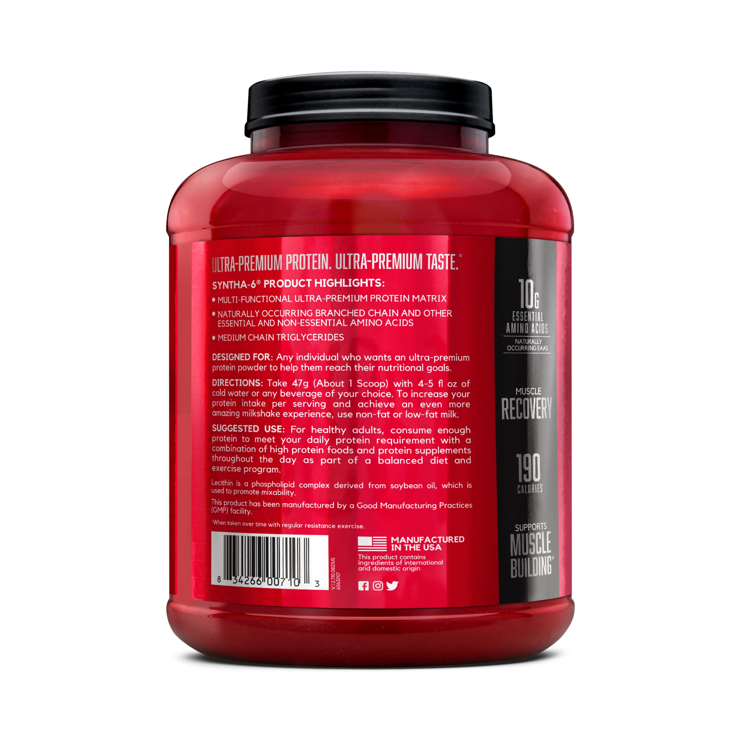 BSN SYNTHA-6 Whey Protein Powder with Micellar Casein, Milk Protein Isolate Powder, Vanilla Ice Cream, 48 Servings (Packaging May Vary)