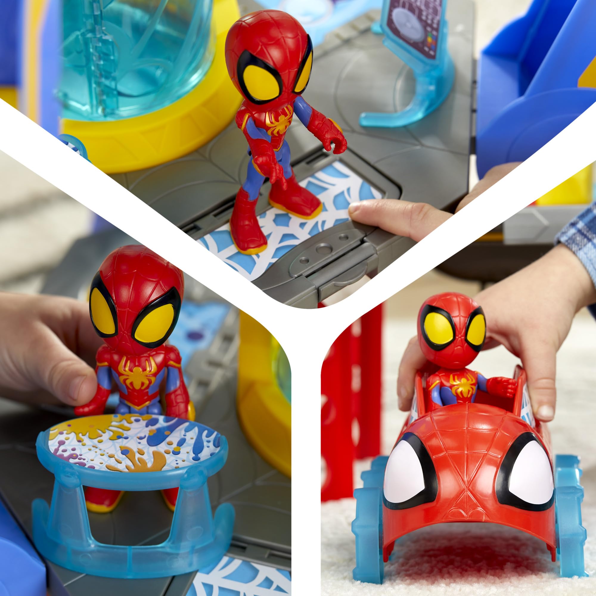 Spidey and His Amazing Friends Web-Spinners Web-Quarters, Kids Playset with Action Figure, Vehicle, and Accessories, Marvel Super Hero Toys, Ages 3 and Up