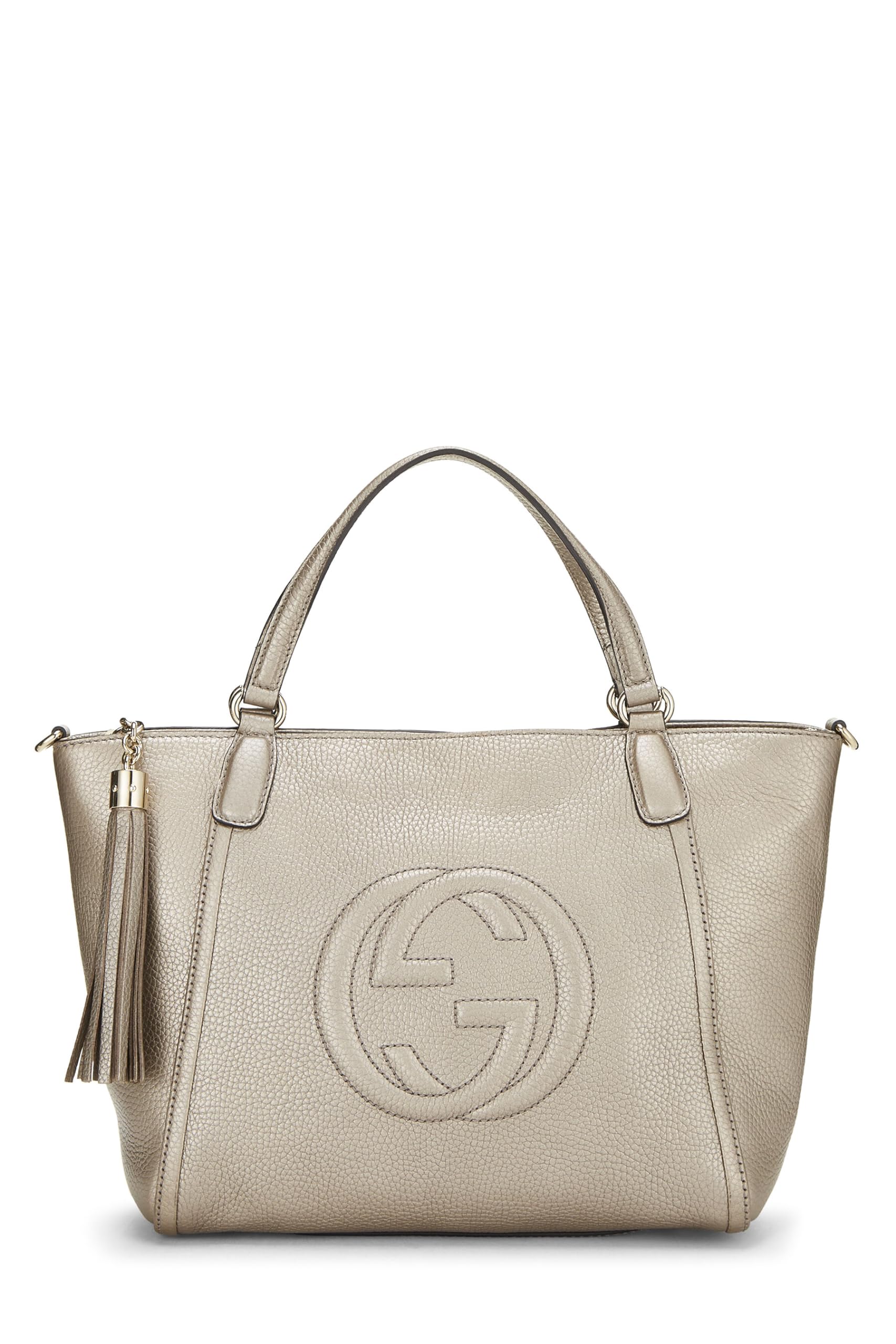 Gucci, Pre-Loved Gold Metallic Leather Soho Top Handle Tote, Gold