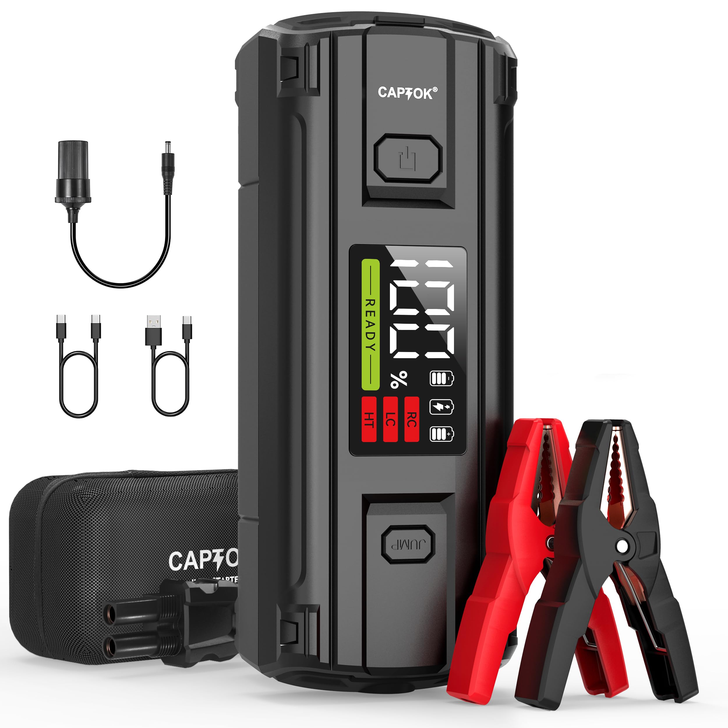 CAPTOK Car Battery Jump Starter, 4500A Peak PD65W Fast Charging 20000mAh Jump Start Battery Pack (12L Gas & 10L Diesel Engines),12V Jump Box with LED Light